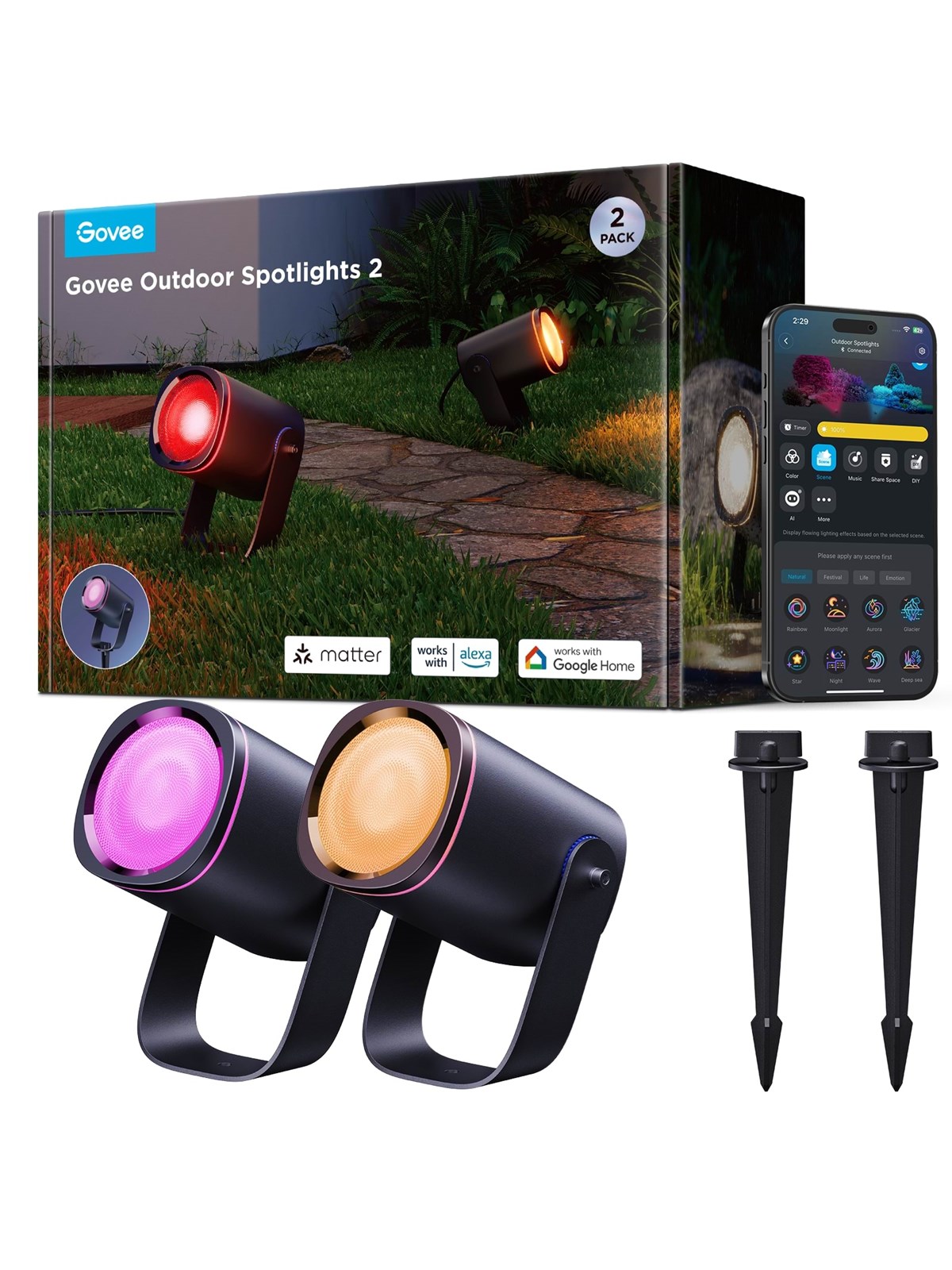Govee RGBICWW Outdoor Spotlights, Smart Home