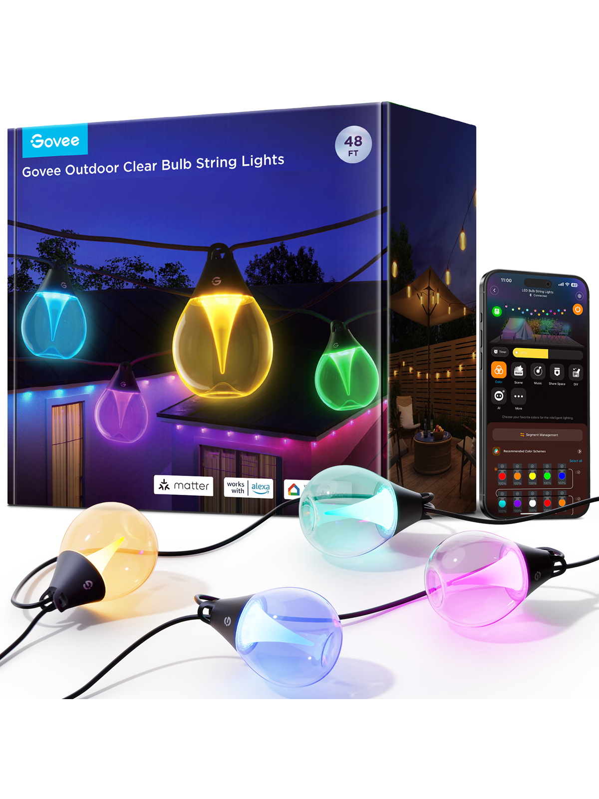 Govee RGBICW Outdoor String Lights, Smart Home
