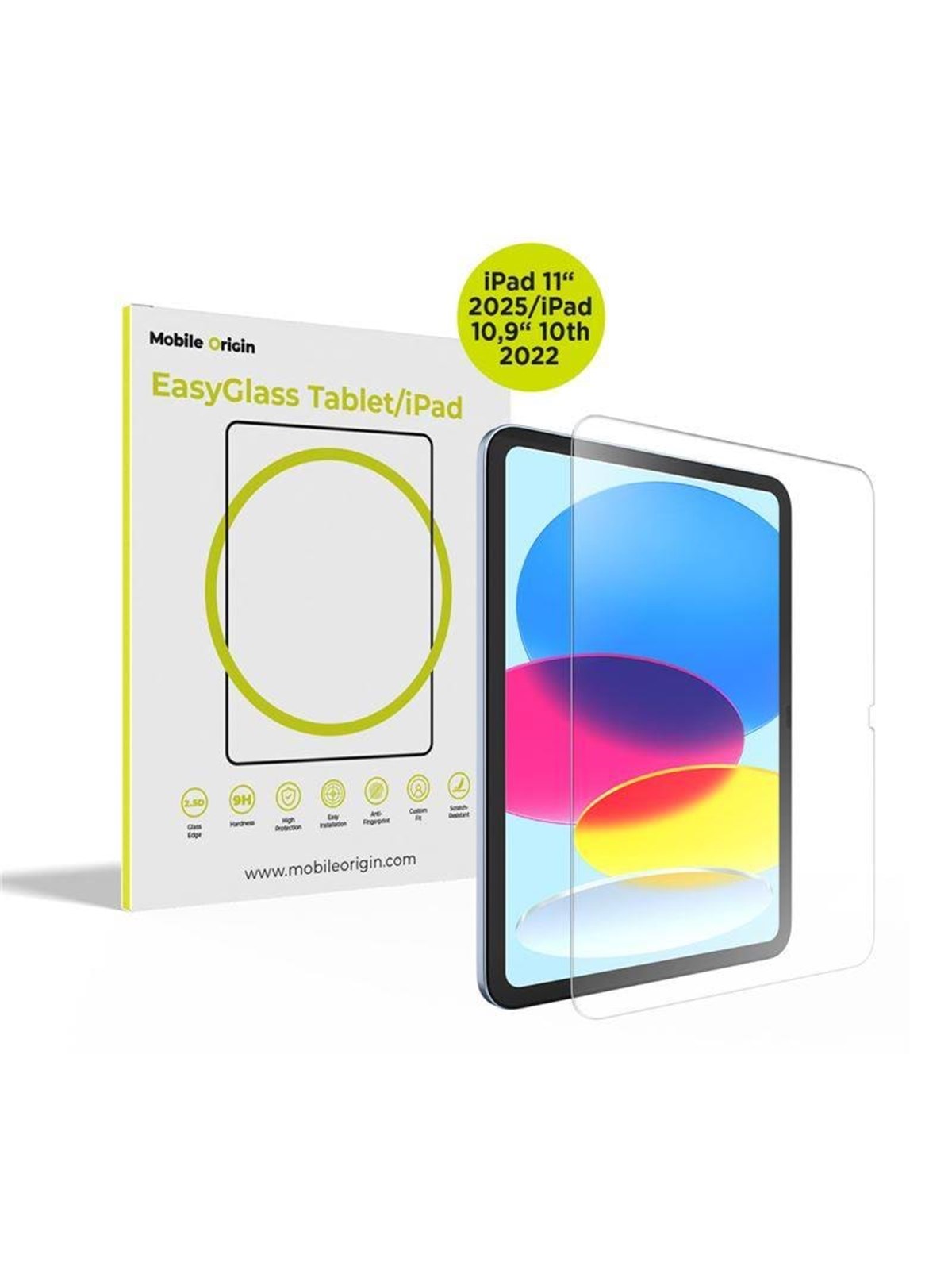 Mobile Origin EasyGlass iPad 11" 2025/iPad 10.9" 10th 2022, Tablet Tilbehør