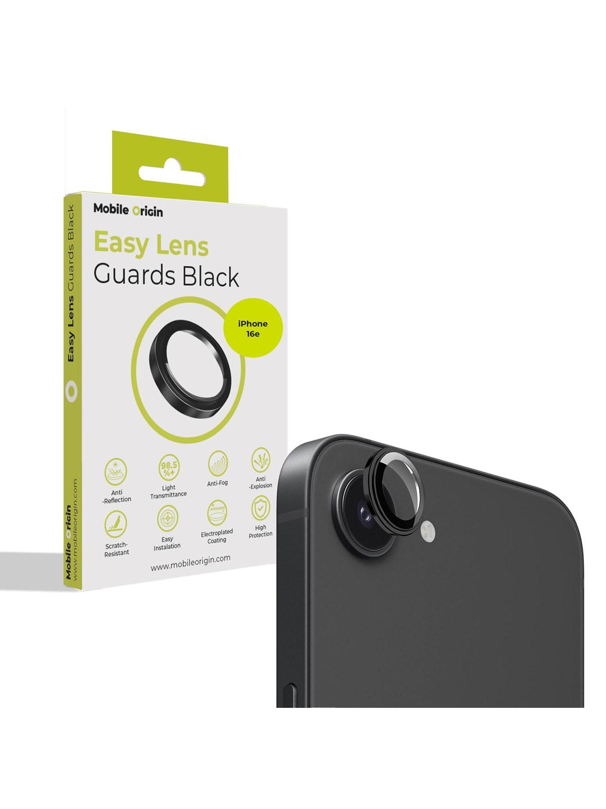 Mobile Origin Easy Lens guards - black - iPhone 17e/16e, Beskyttelsesglas