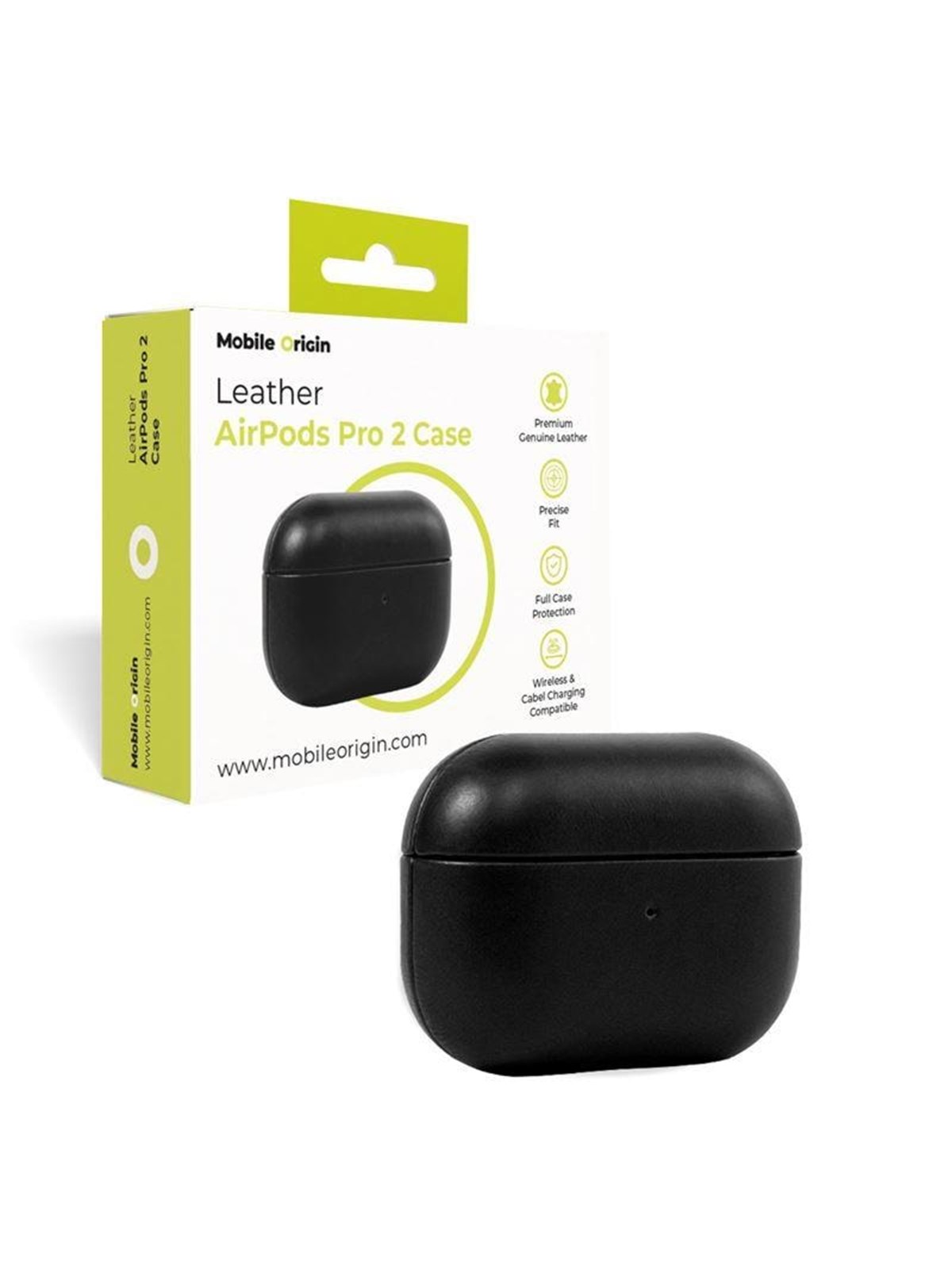 Mobile Origin Leather Case - black - AirPods Pro 2, Mobil Tilbehør