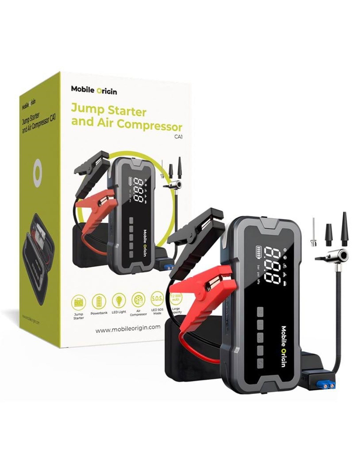Mobile Origin JumpStarter and Air Compressor CA1 Powerbank - 12000 mAh, Powerbank