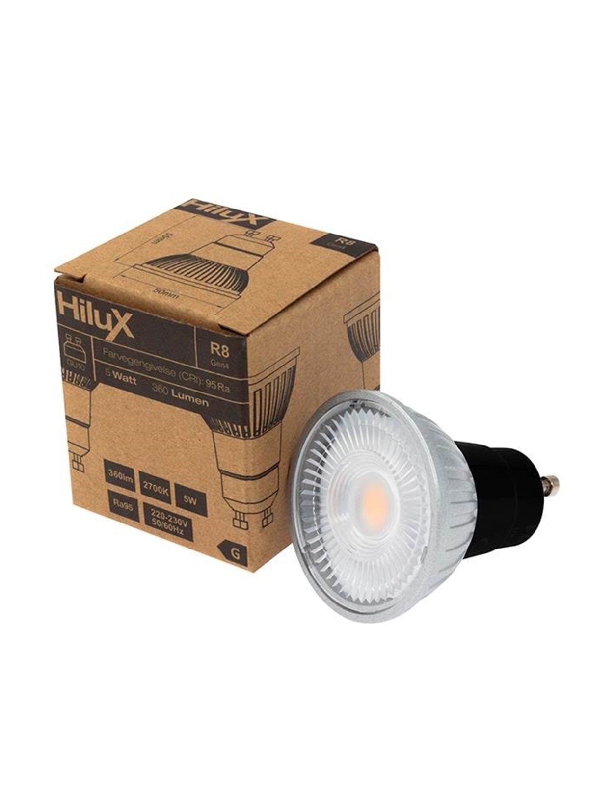 HiluX LED pære R8 - 5,5W - 2700K - Ra97 - Dæmpbar - GU10, Lyskilde
