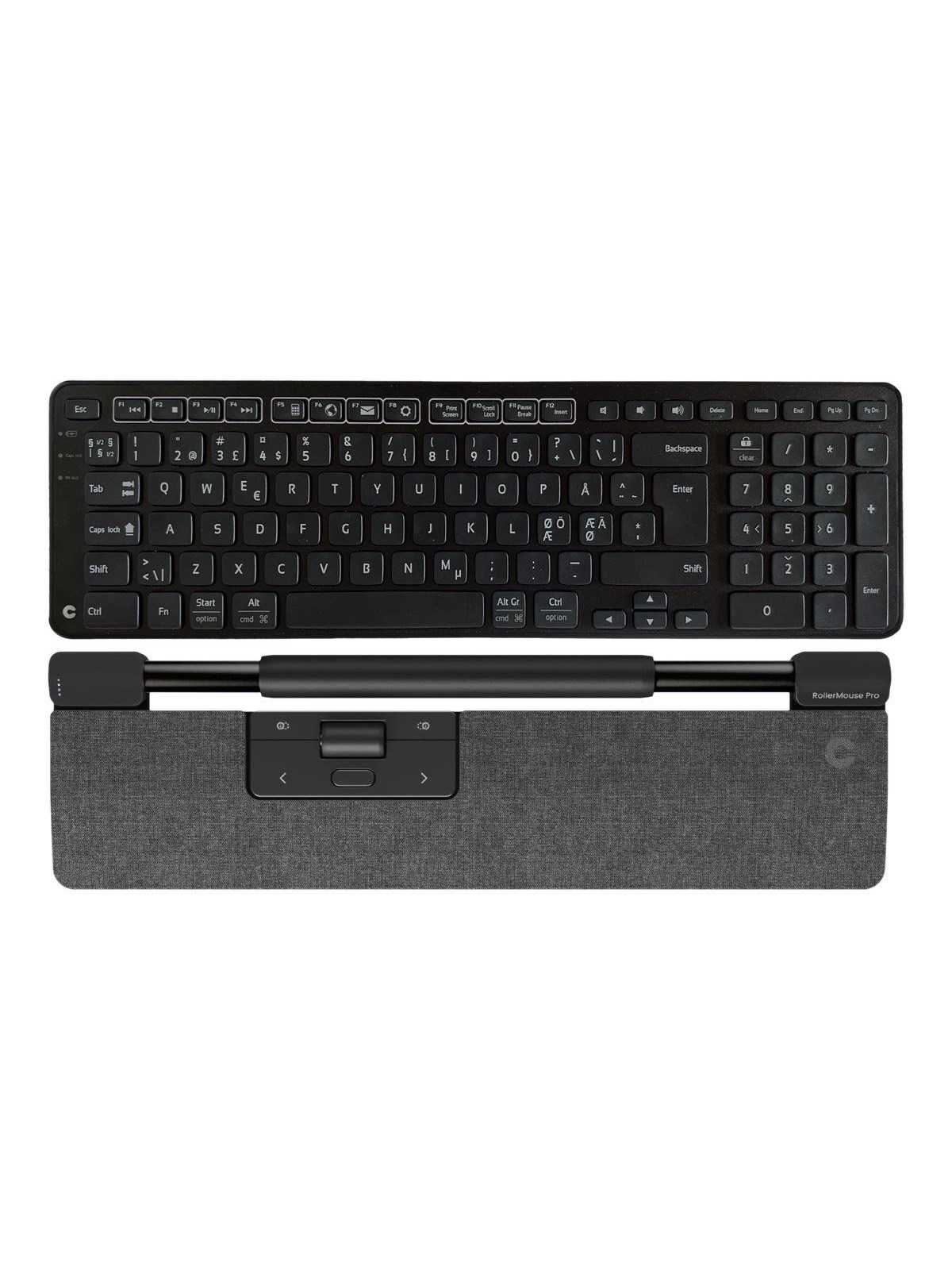Contour RollerMouse Pro Slim Dark Grey + Balance Keyboard BK - Wireless - Pan Nordic Version - Keyboard and rollerbar set - Nordisk - Grå