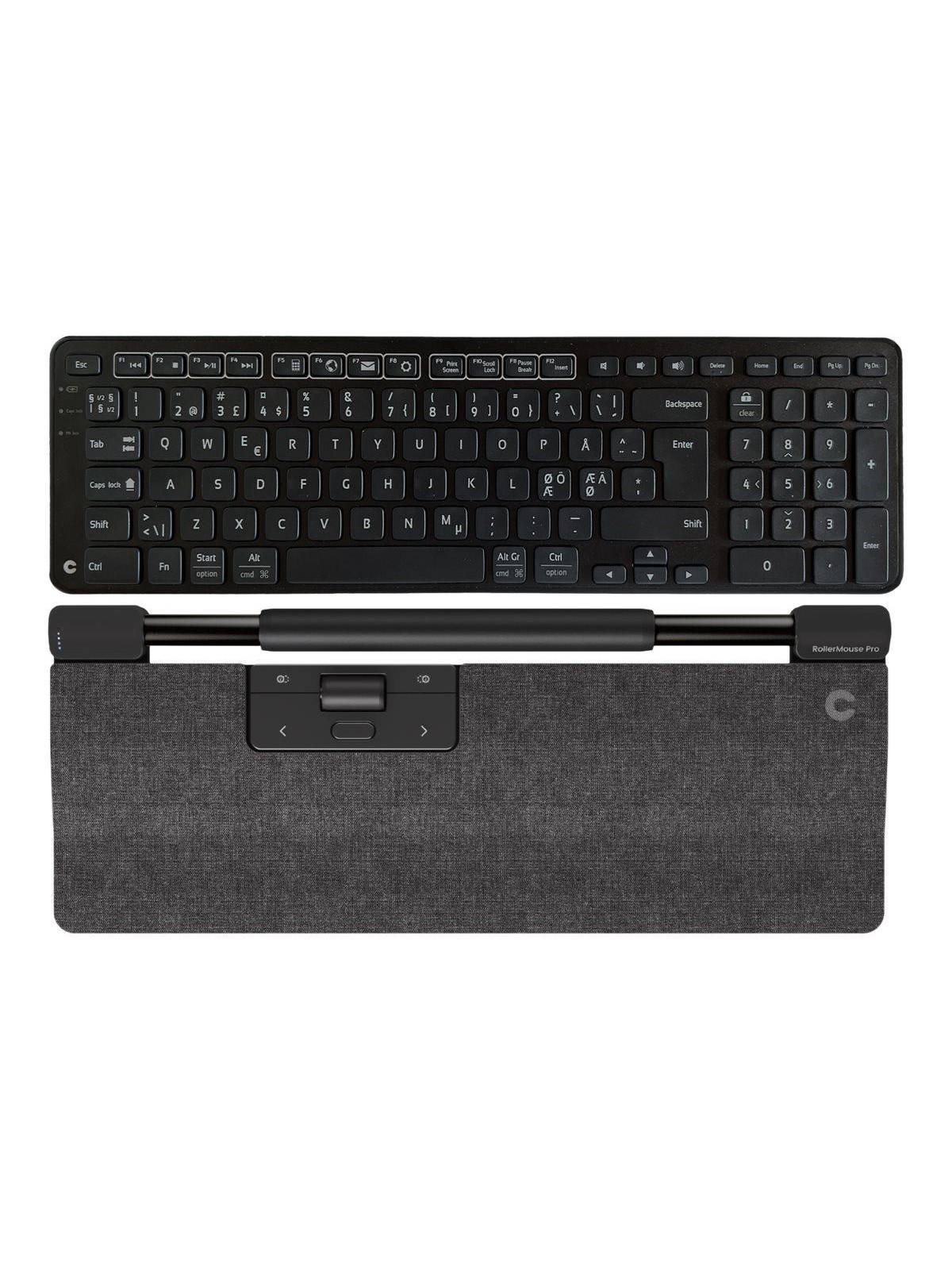 Contour RollerMouse Pro Regular Dark Grey + Balance Keyboard BK - Wireless - Pan Nordic Version - Keyboard and rollerbar set - Nordisk - Grå