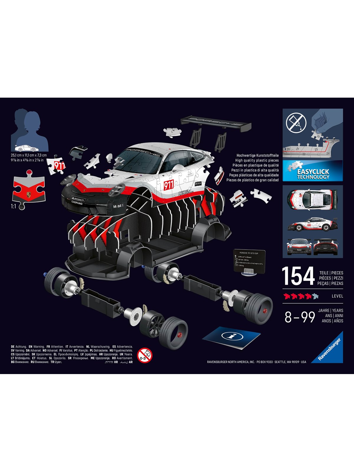 Ravensburger 3D Puzzle Iconics Porsche 911 GT3 Cup 108p 3D Puslespil