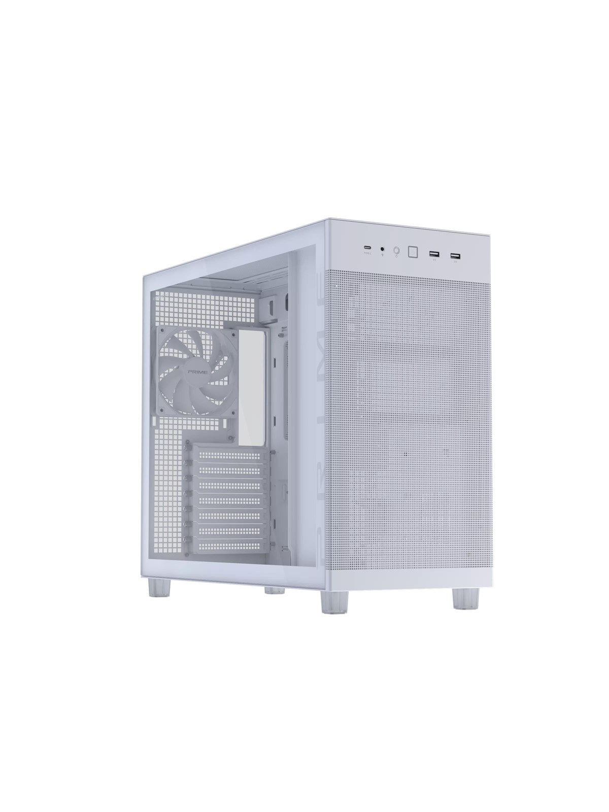ASUS Prime AP303 TG White - Kabinet - Miditower - Hvid, Kabinet