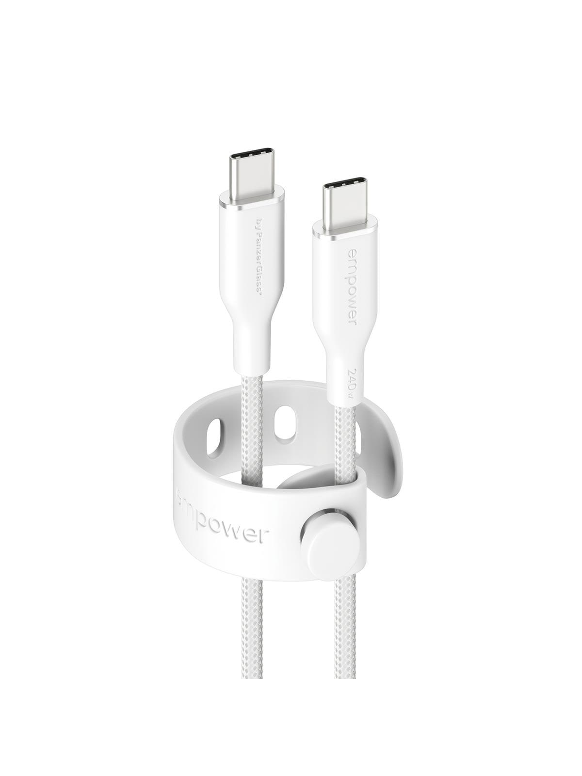 empower by PanzerGlass Racing 240W USB-C to USB-C Cable | USB 2.0 | 2M | Silver White
