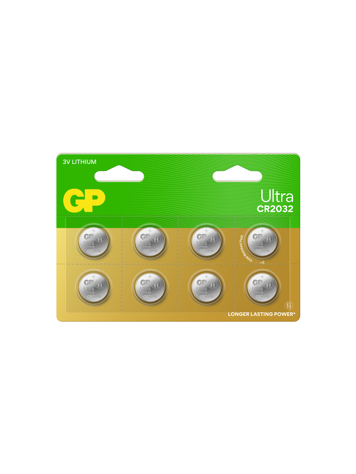 GP Ultra Lithium knapcelle CR2032, 8-pak, Batteri