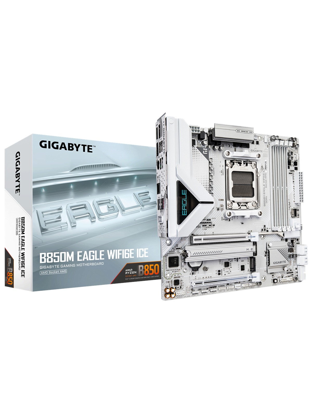 GIGABYTE B850M EAGLE WIFI6E ICE Bundkort - AMD B850 - AMD AM5 socket - DDR5 RAM - Micro-ATX