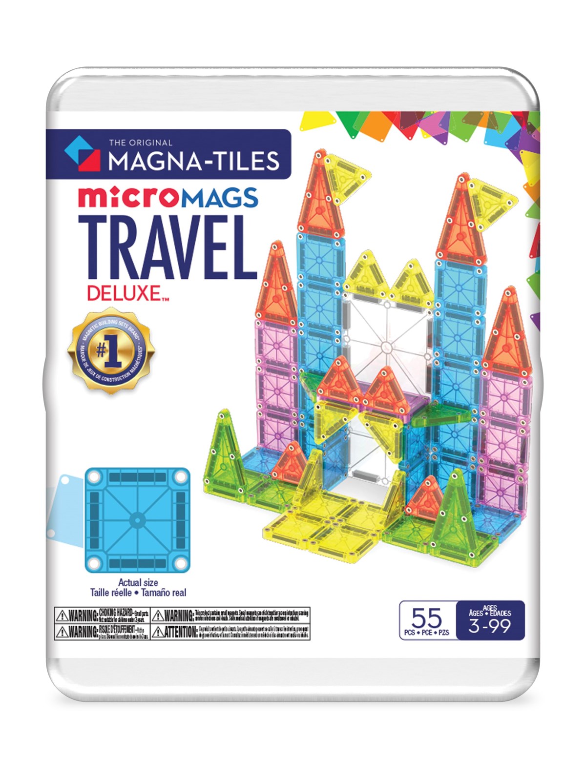 Magna-Tiles MAGNA-TILES microMAGS Deluxe rejsesæt i æske, 55 dele, Konstruktionslegetøj