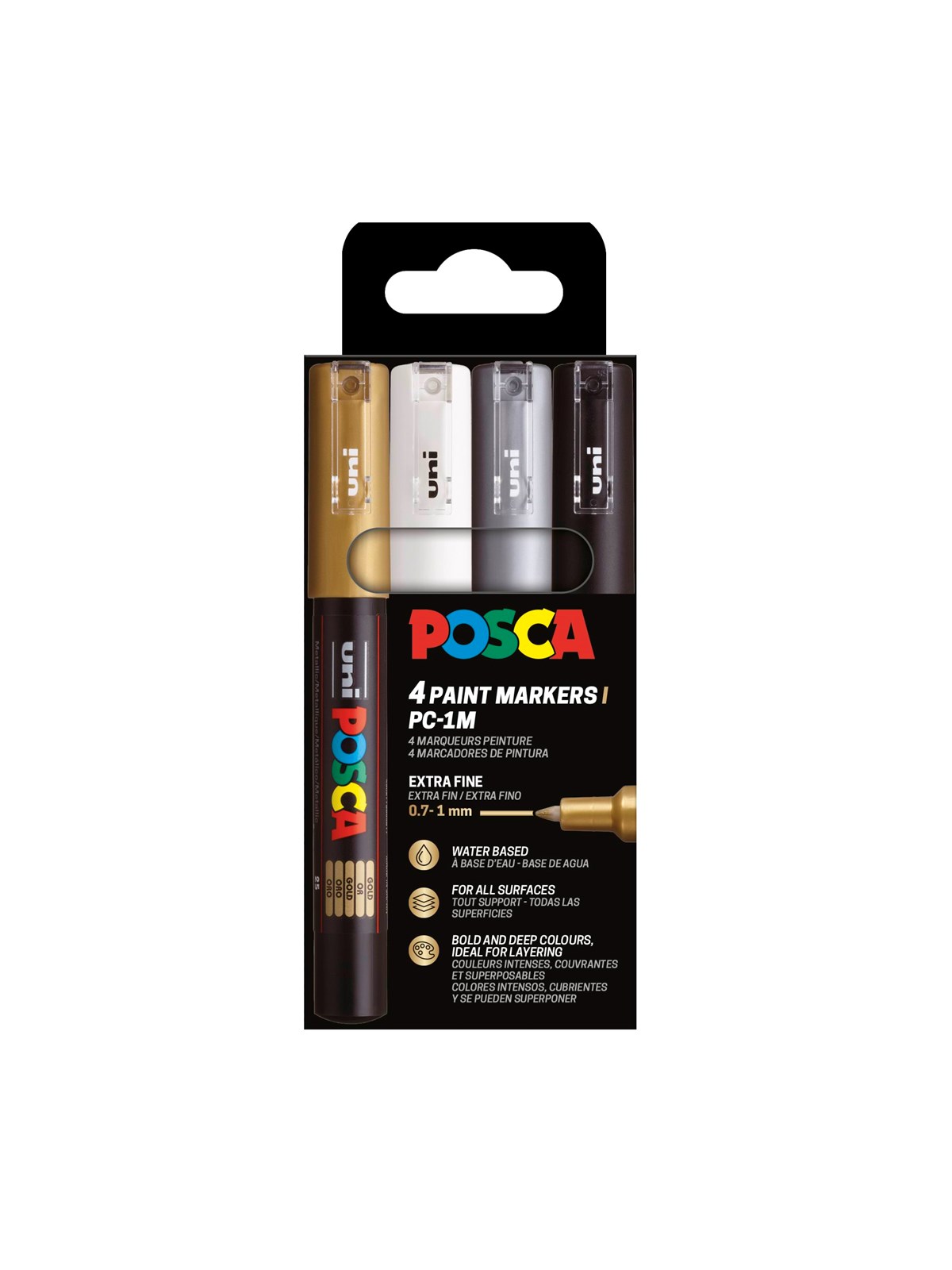 POSCA marker sæt PC-1M 4 farver g-s-s-h, Tegneværktøj