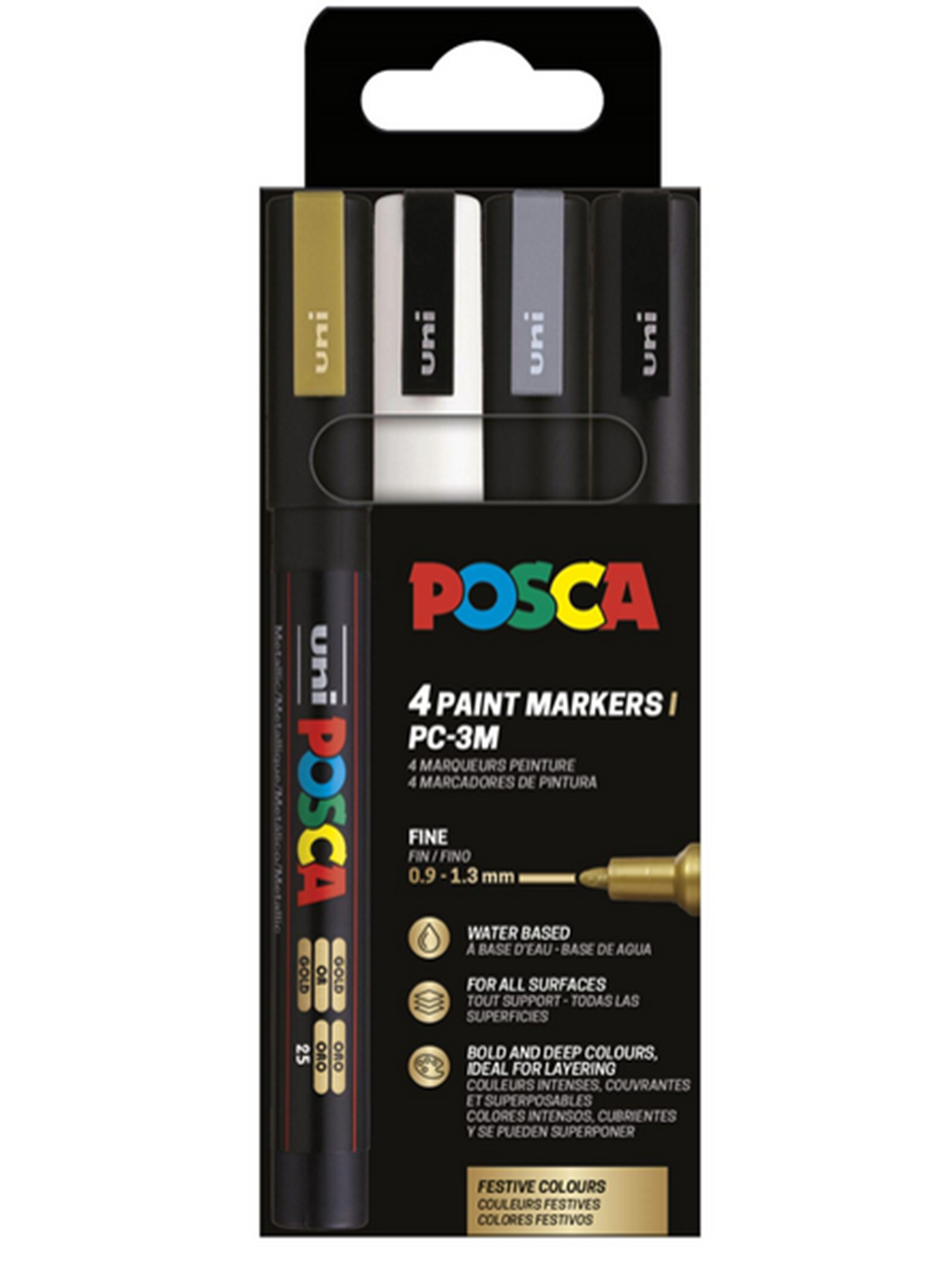 POSCA marker sæt PC-3M 4 ass. farver g-s-s-h, Tegneværktøj