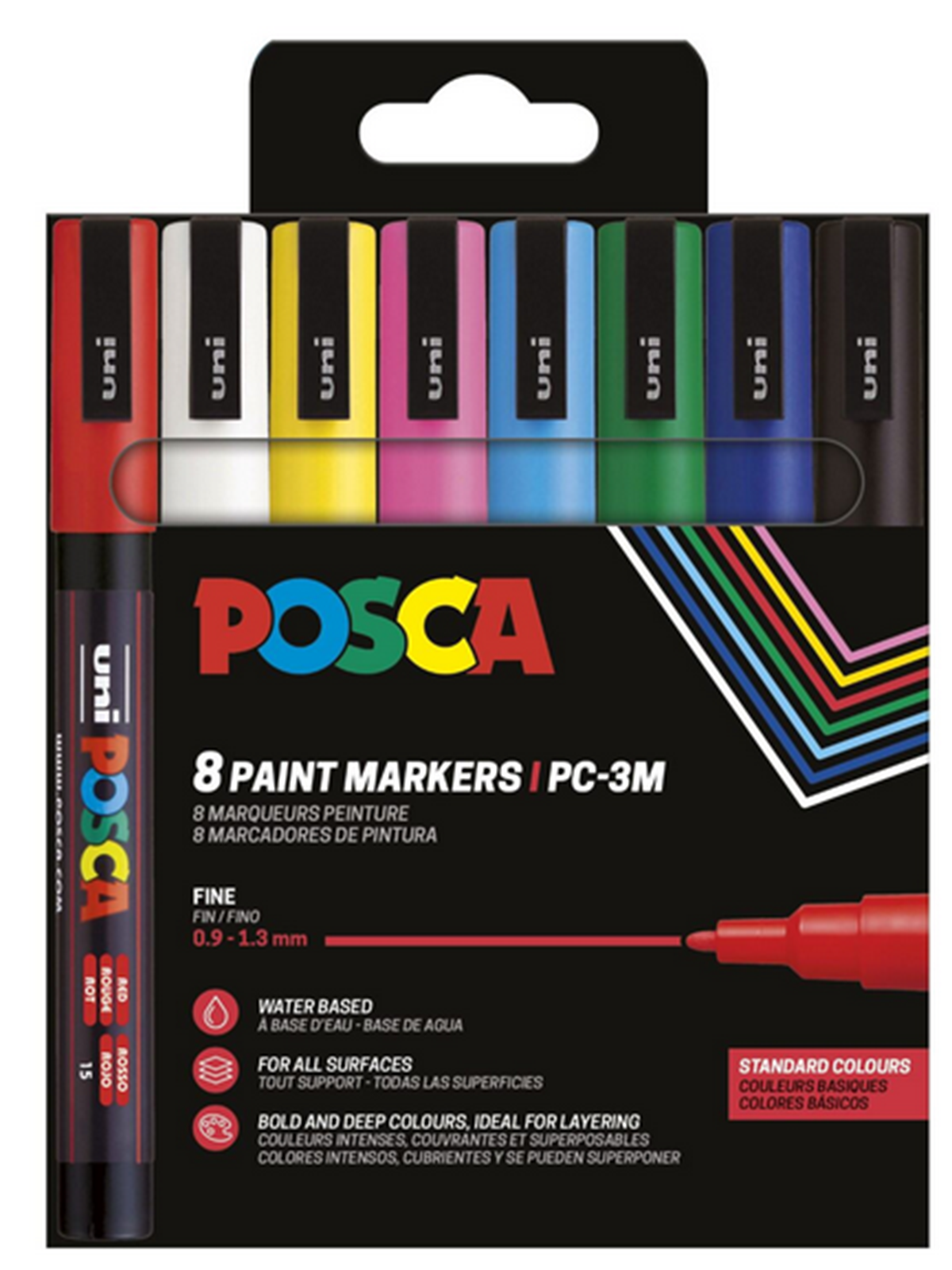 POSCA marker sæt PC-3M 8 ass. farver std., Tegneværktøj