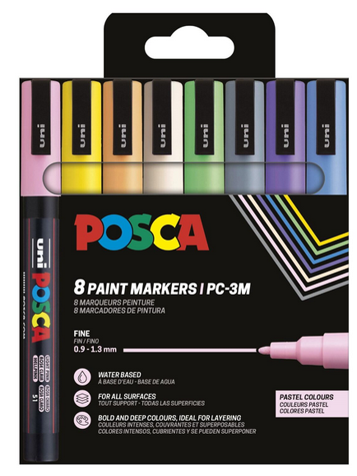 POSCA marker sæt PC-3M 8 ass. Pastel farver, Tegneværktøj