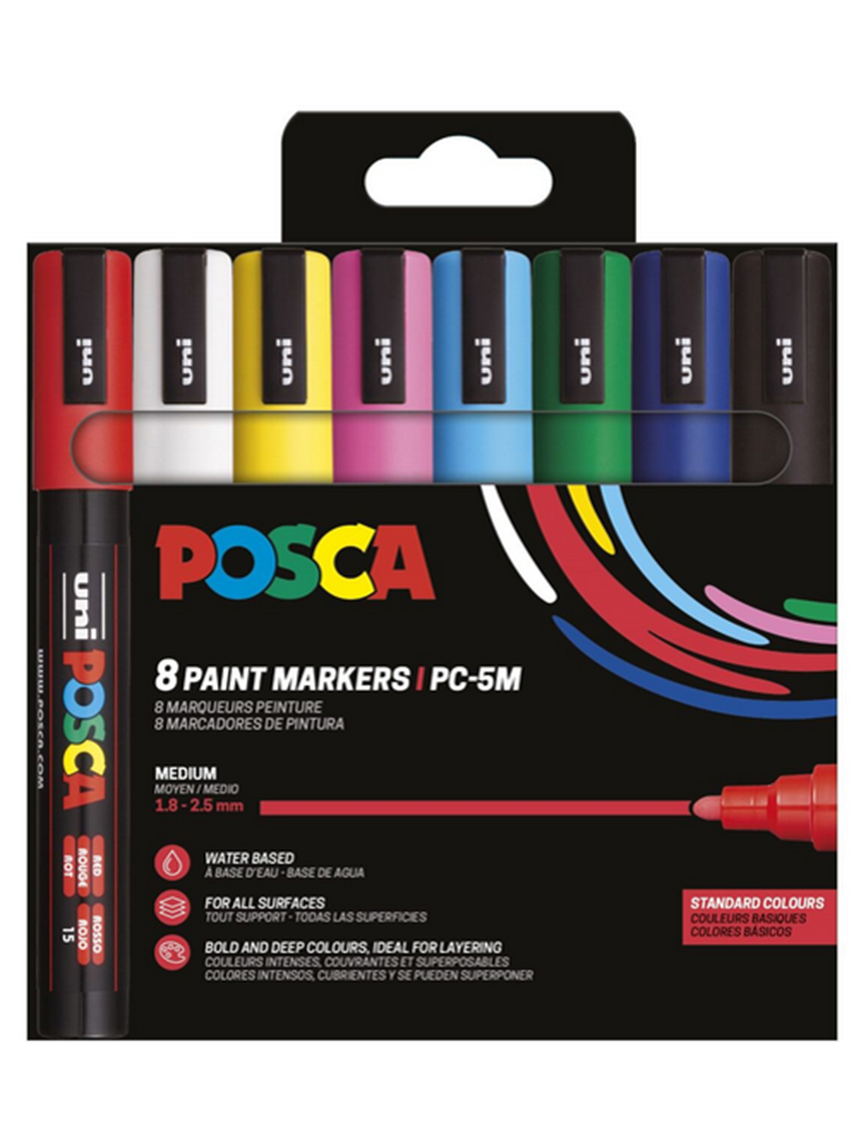 POSCA marker sæt PC-5M 8 ass. standard farver, Tegneværktøj