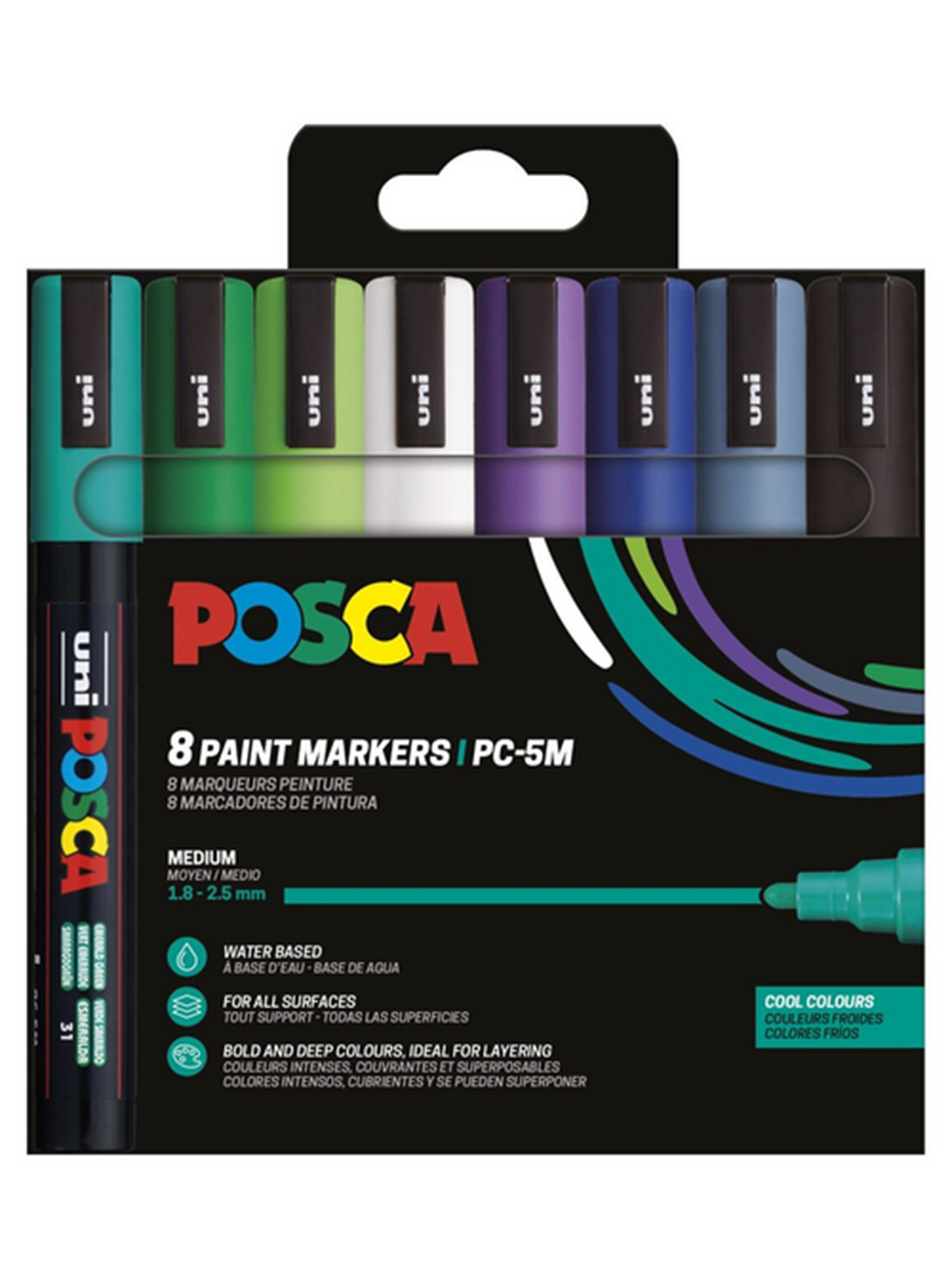 POSCA marker sæt PC-5M 8 ass. Cool colors, Tegneværktøj