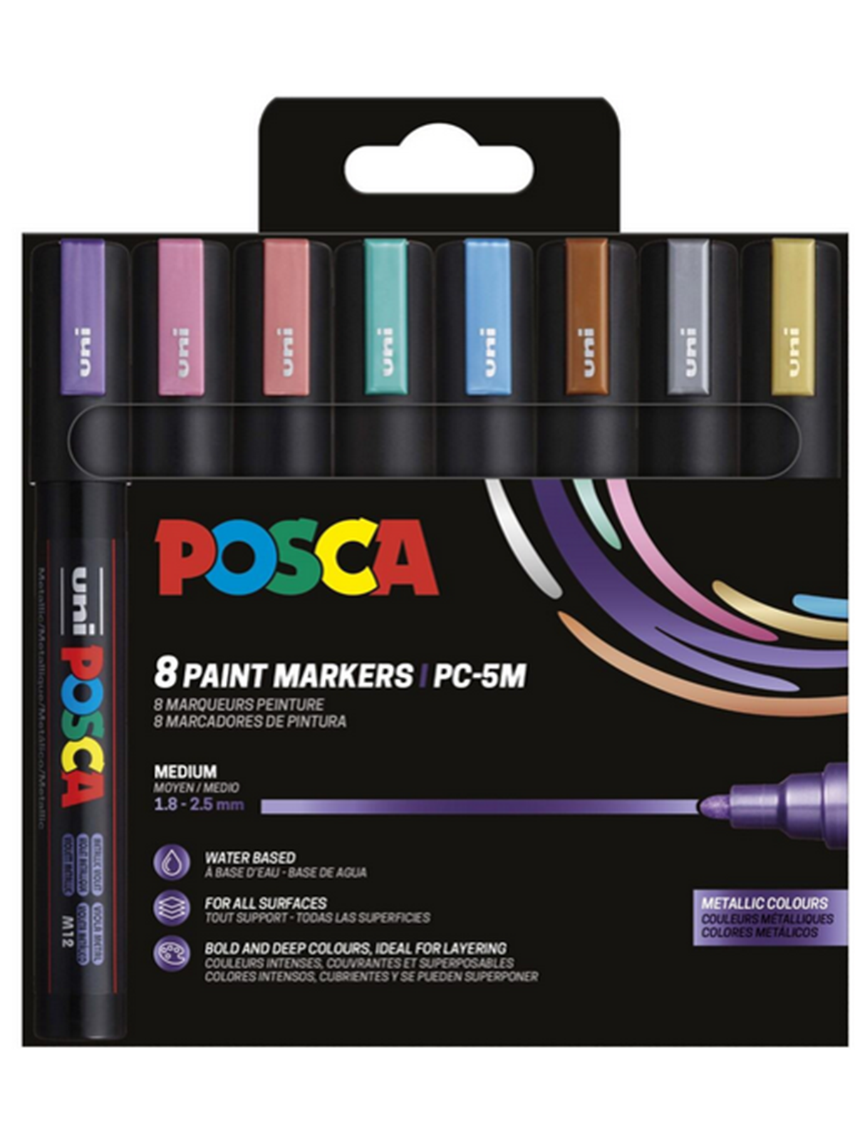 POSCA marker sæt PC-5M 8 ass. metallic. Farver, Tegneværktøj