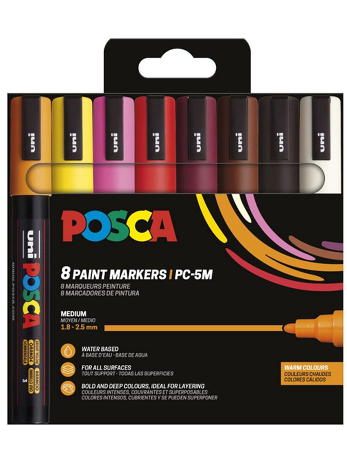 POSCA marker sæt PC-5M 8 ass. Warm colors, Tegneværktøj