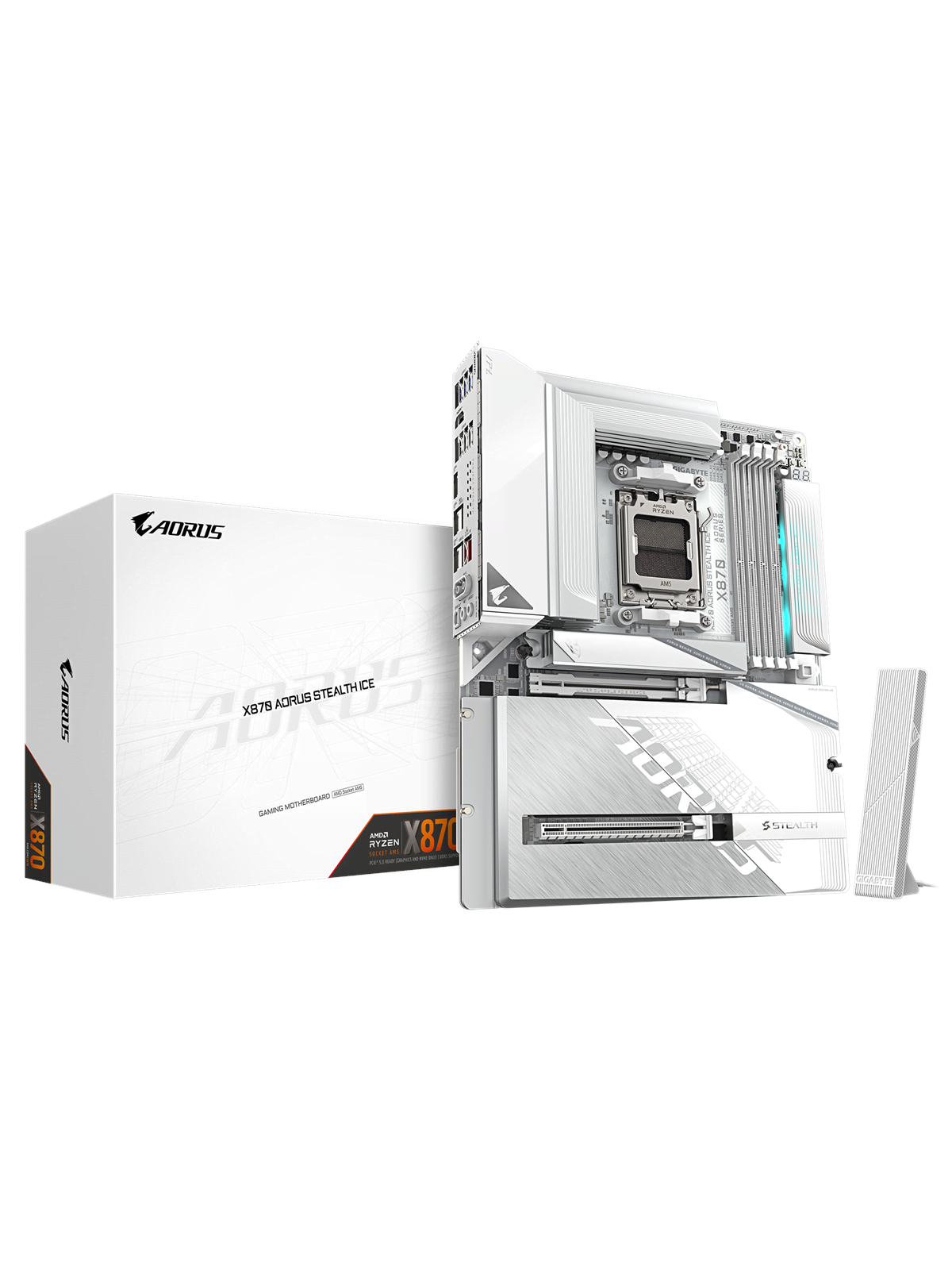 GIGABYTE X870 AORUS STEALTH ICE Bundkort - AMD X870 - AMD AM5 socket - DDR5 RAM - ATX