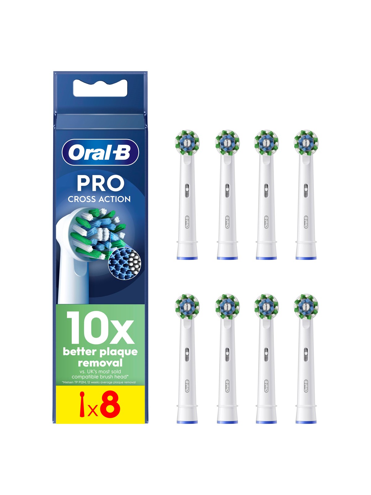 Oral-B Tandbørstehoveder Cross Action 8 pcs, El Tandbørste