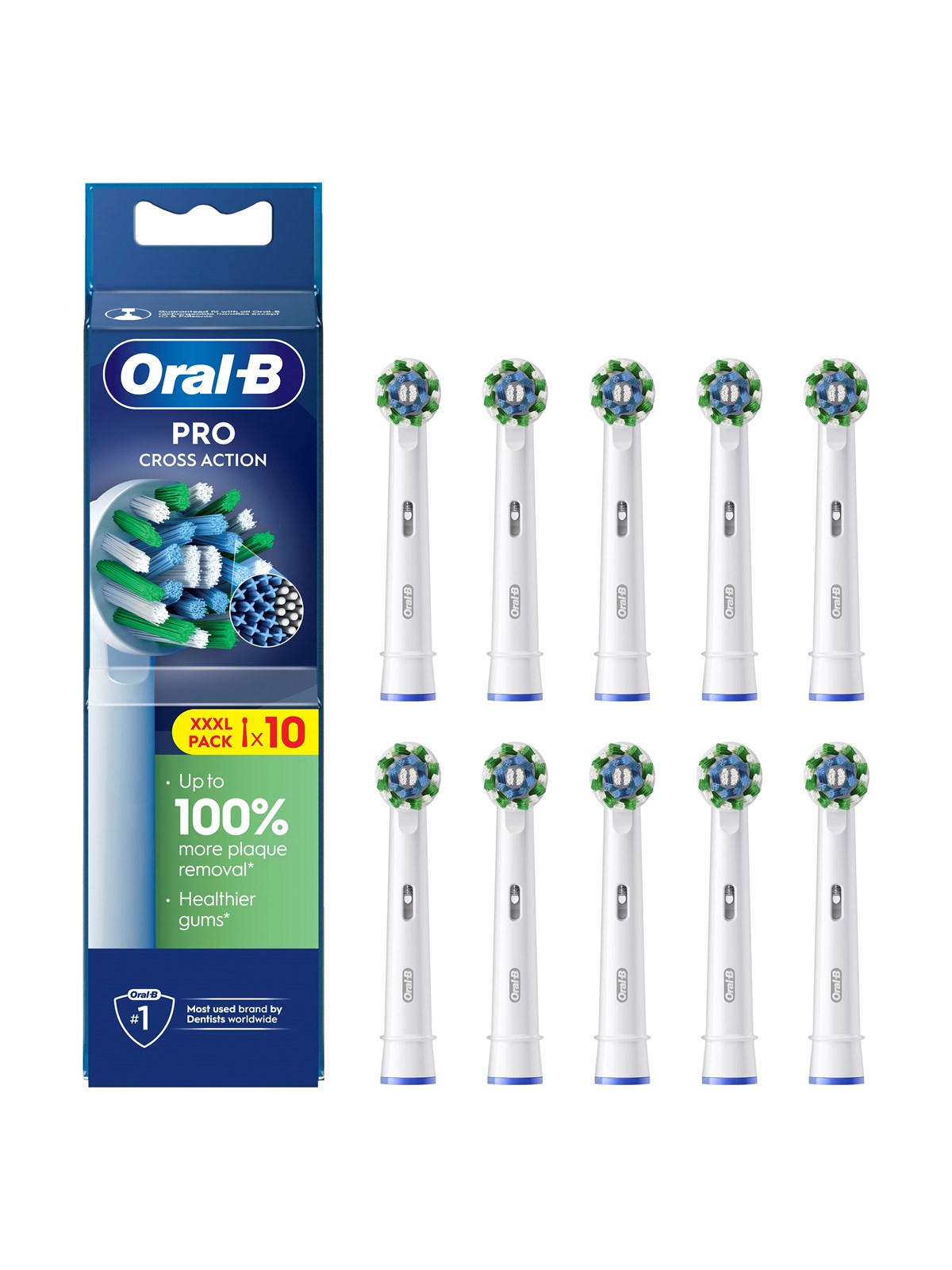 Oral-B Tandbørstehoveder Cross Action 10 pcs, El Tandbørste