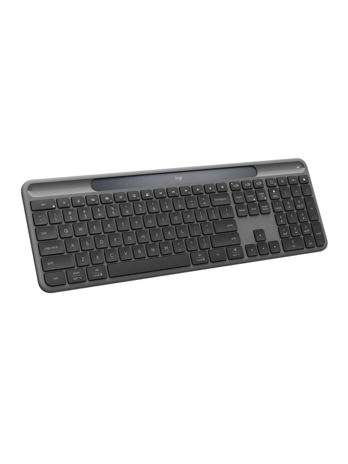 Logitech K980 Signature Slim Solar+ Wireless - Tastatur - Nordisk - Sort