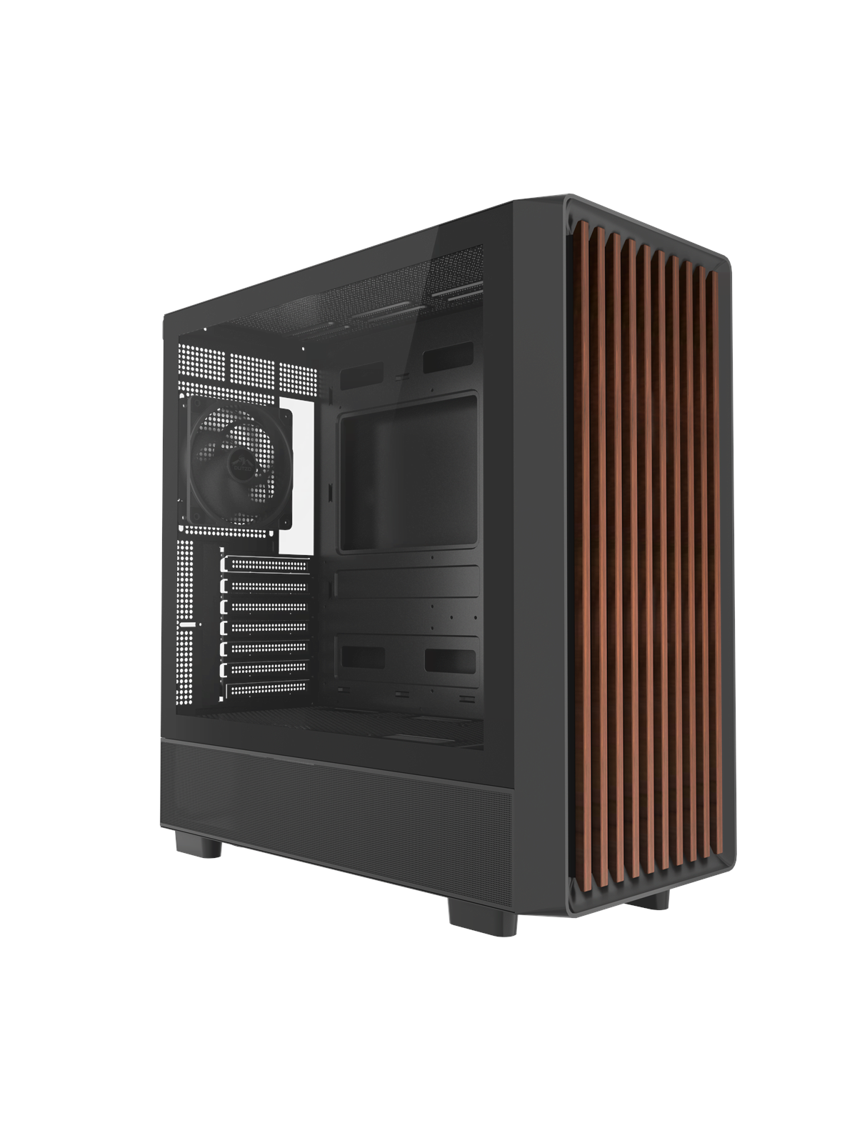 DUTZO C740 Airflow Wood - Kabinet - Miditower - Sort, Kabinet