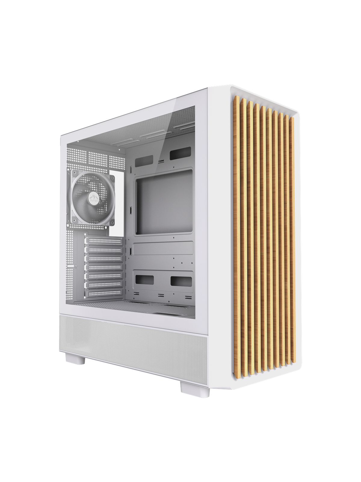 DUTZO C740 Airflow Wood - Kabinet - Miditower - Hvid, Kabinet