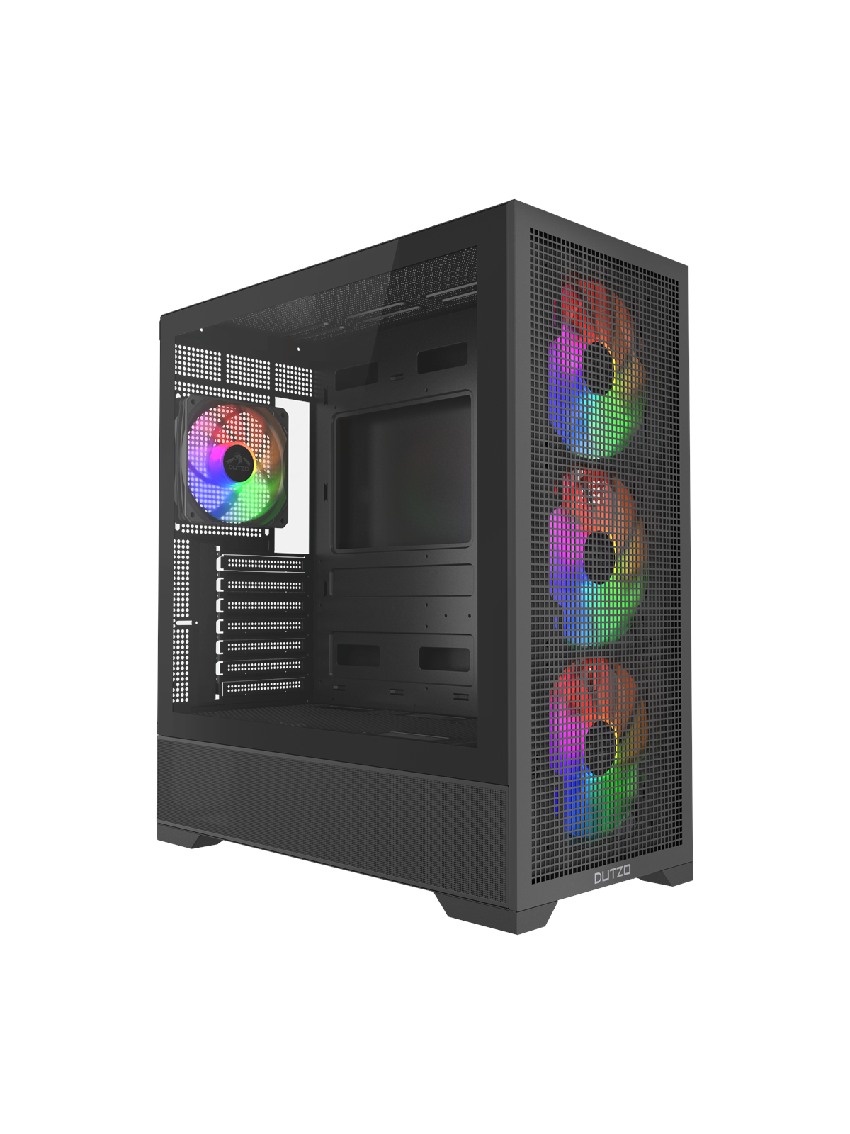 DUTZO C740 Airflow ARGB - Kabinet - Miditower - Sort, Kabinet