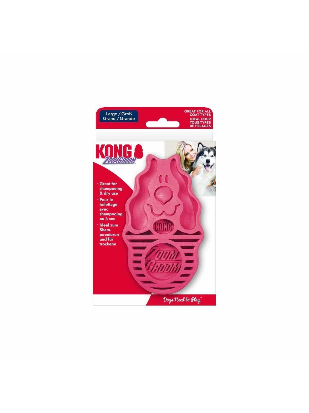 KONG - ZoomGroom - Raspberry - 12 x 7.5 x 4.5 cm, Hundeudstyr
