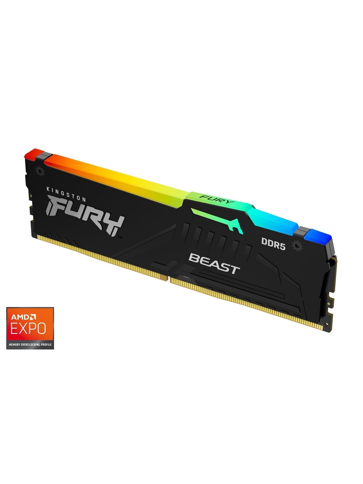 Kingston FURY Beast RGB DDR5-5600 - 32GB - CL40 - Single Channel (1 pcs) - AMD EXPO - Sort