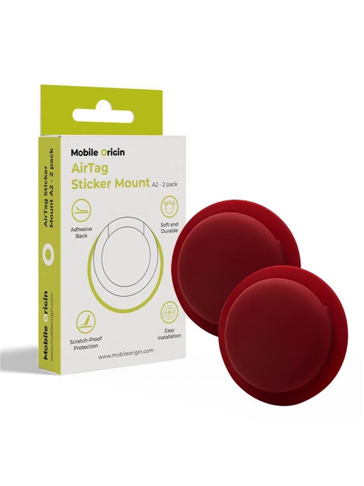 Mobile Origin Airtag Sticker Mount A2 - 2 pack - ruby red, Mobil Tilbehør