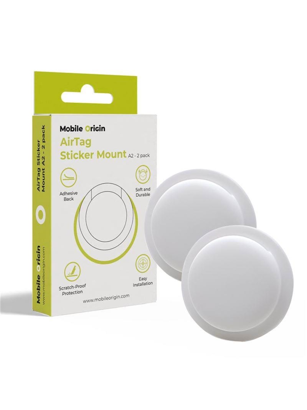 Mobile Origin Airtag Sticker Mount A2 - 2 pack - white, Mobil Tilbehør