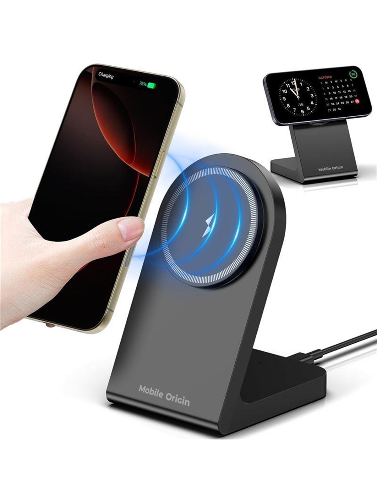 Mobile Origin Magnetic Wireless Charger PW15 MagSafe Compatible, Mobil Oplader