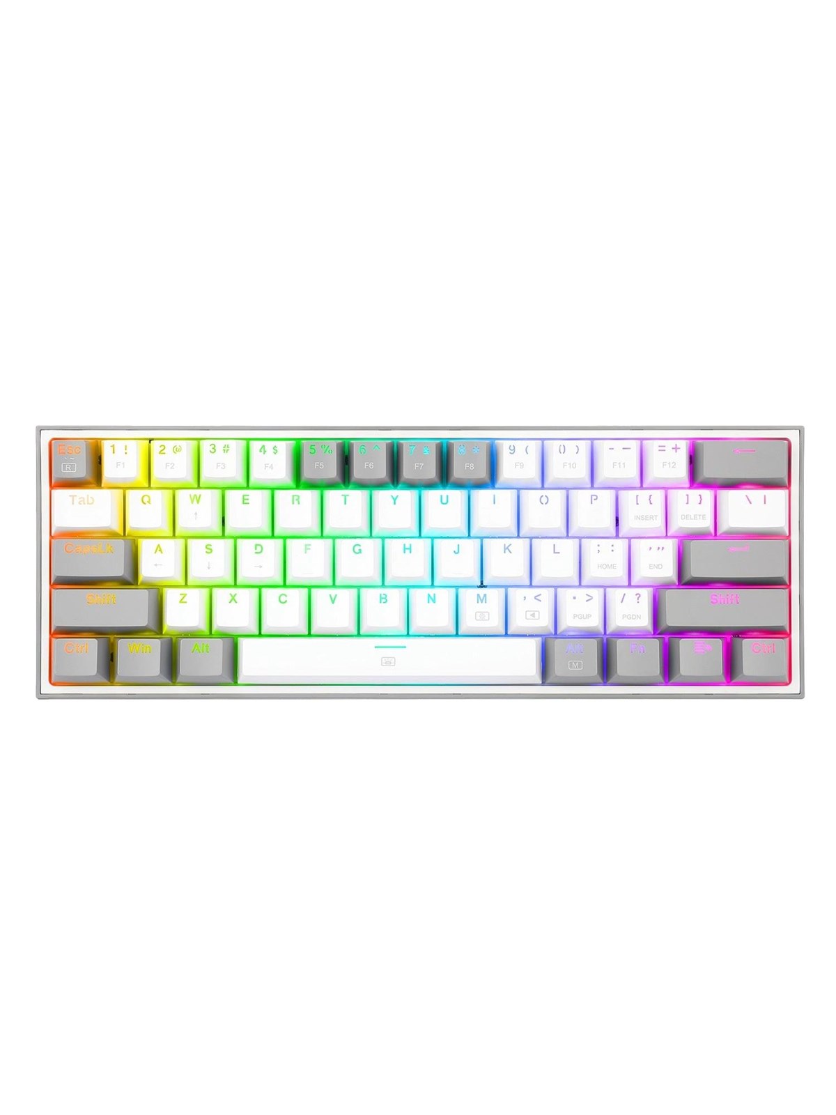 REDRAGON K617-RGB Fizz RGB White/Grey keyboard - Gaming Tastatur - Amerikansk engelsk - Hvid