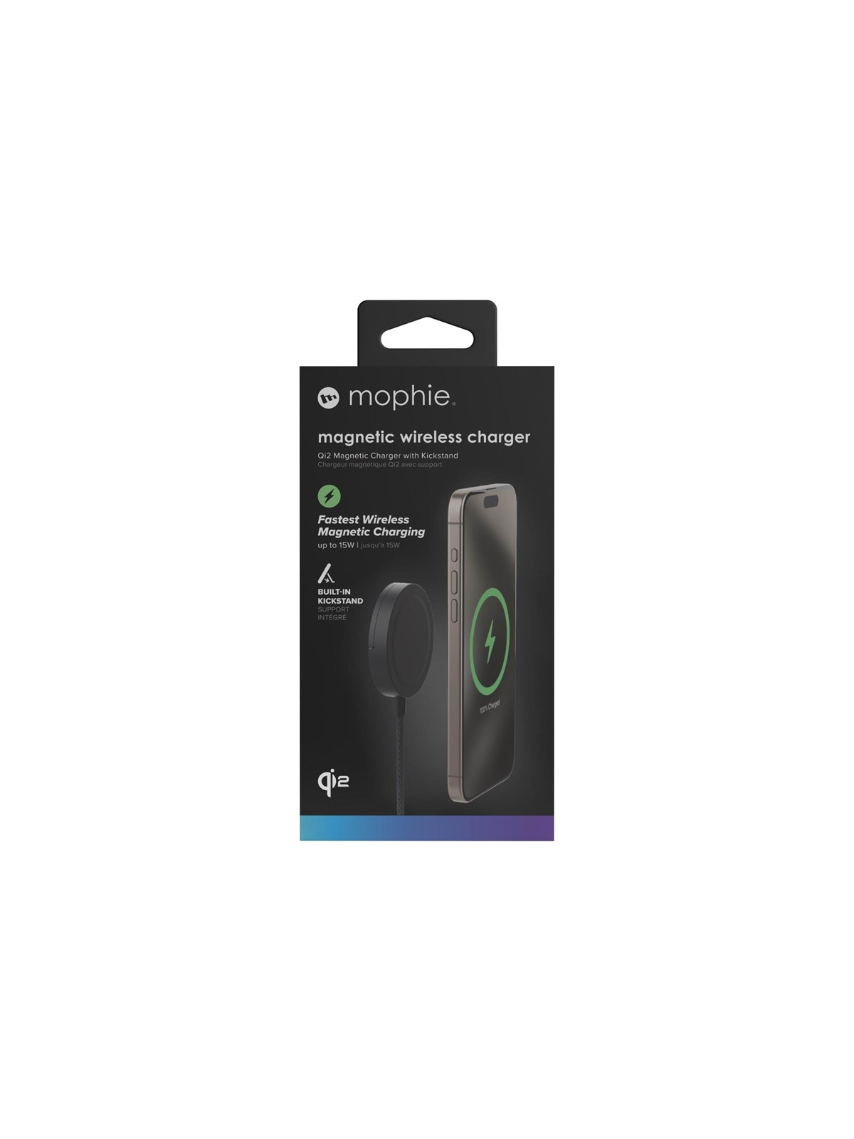 Mophie Qi2 Magnetic Wireless Charger - Black, Mobil Oplader