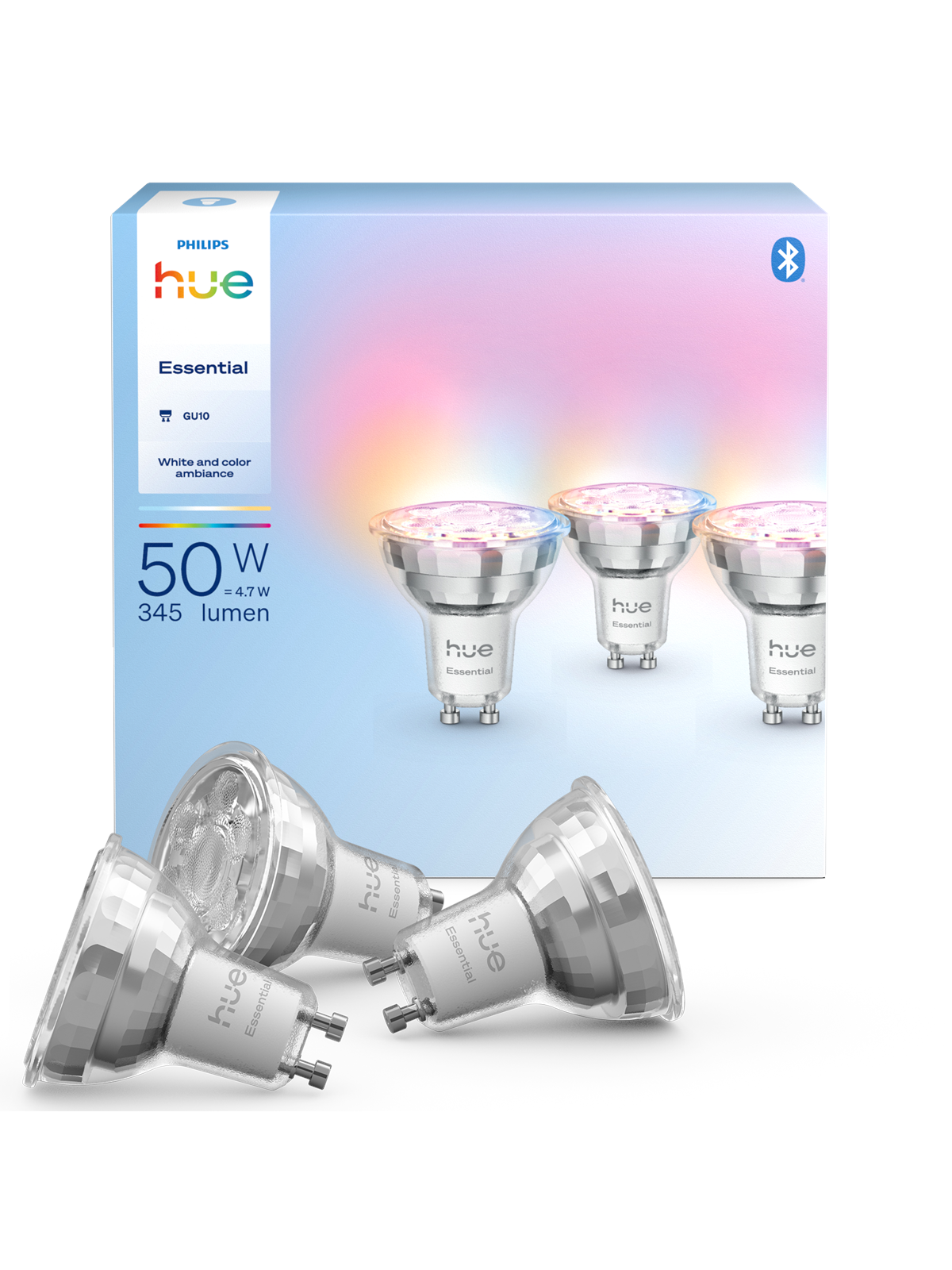 Philips Hue Essential GU10 - spots - 345 lm - 4,7 W - 3-pak, Smart Home