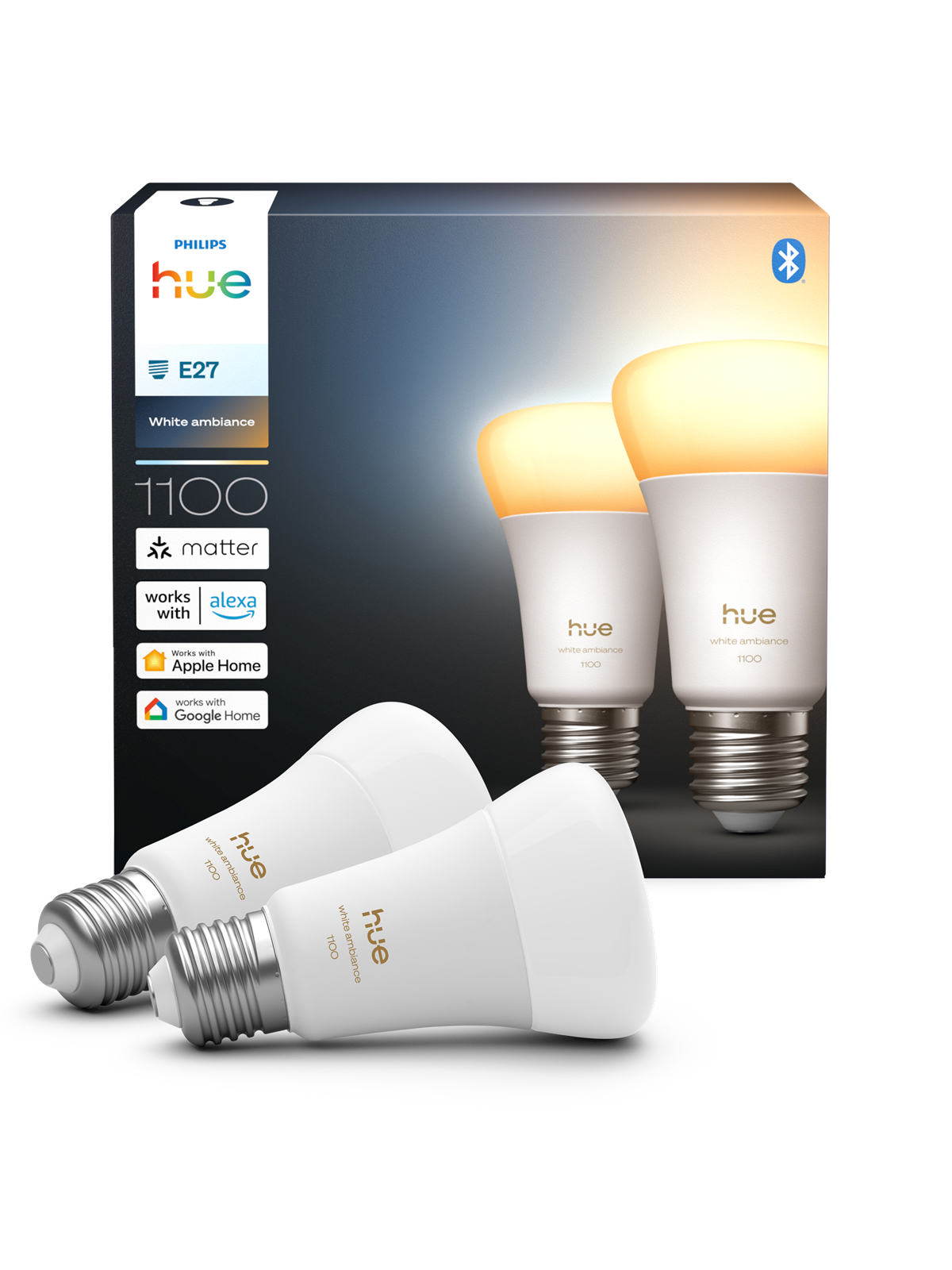 Philips White Ambiance Hue A60 - A60 pære - 1100 - 2-pak, Smart Home