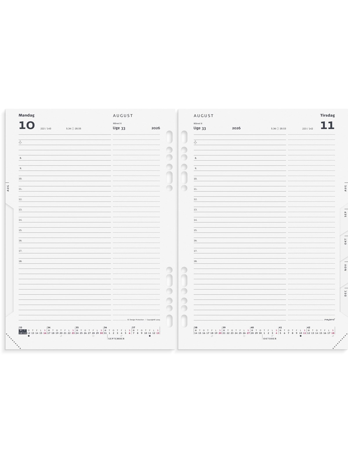 Mayland System A5 dagkalender REFILL 2026, Kalender