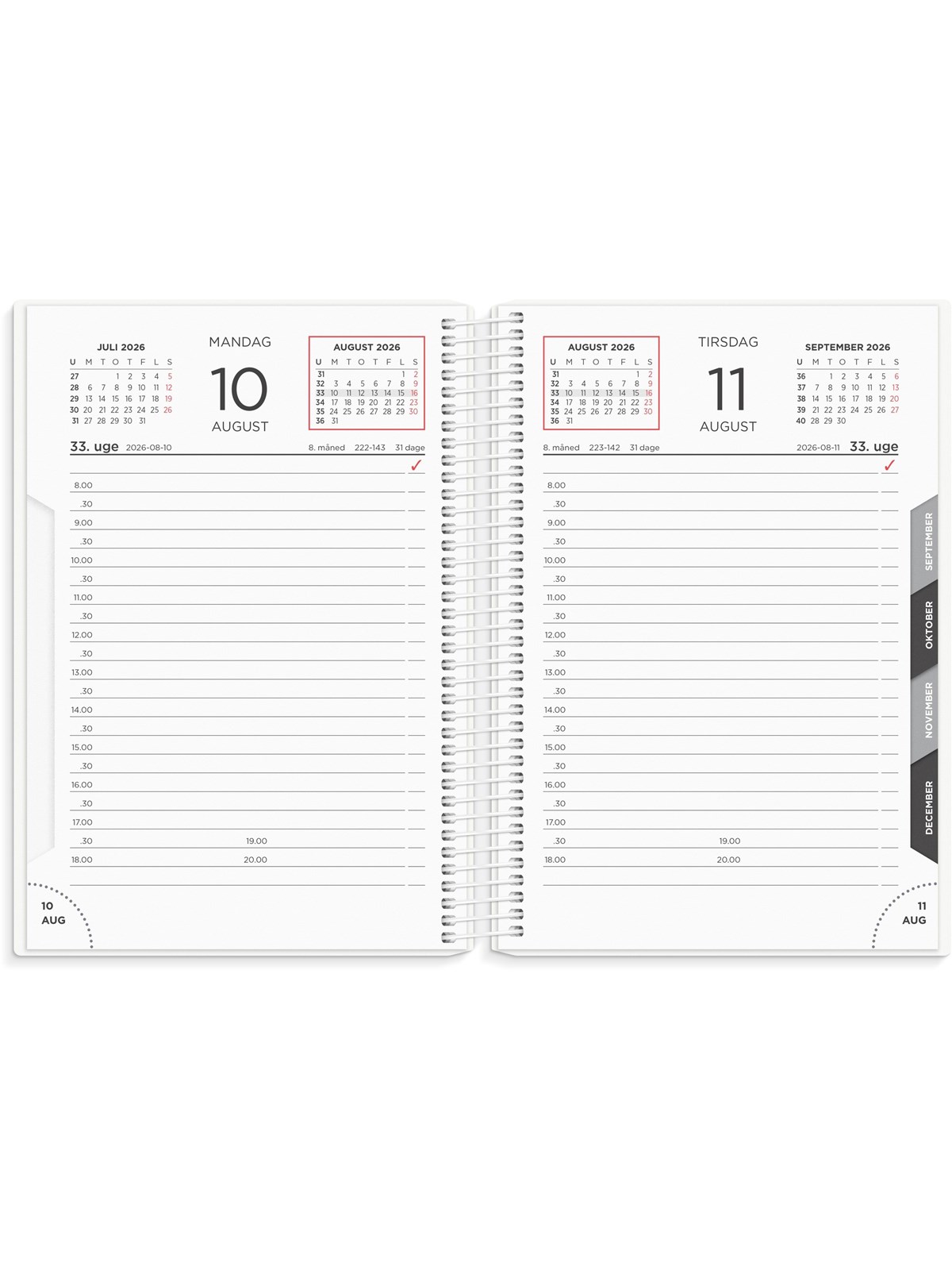 Mayland Dagkalender hvid PP-plast 2026, Kalender