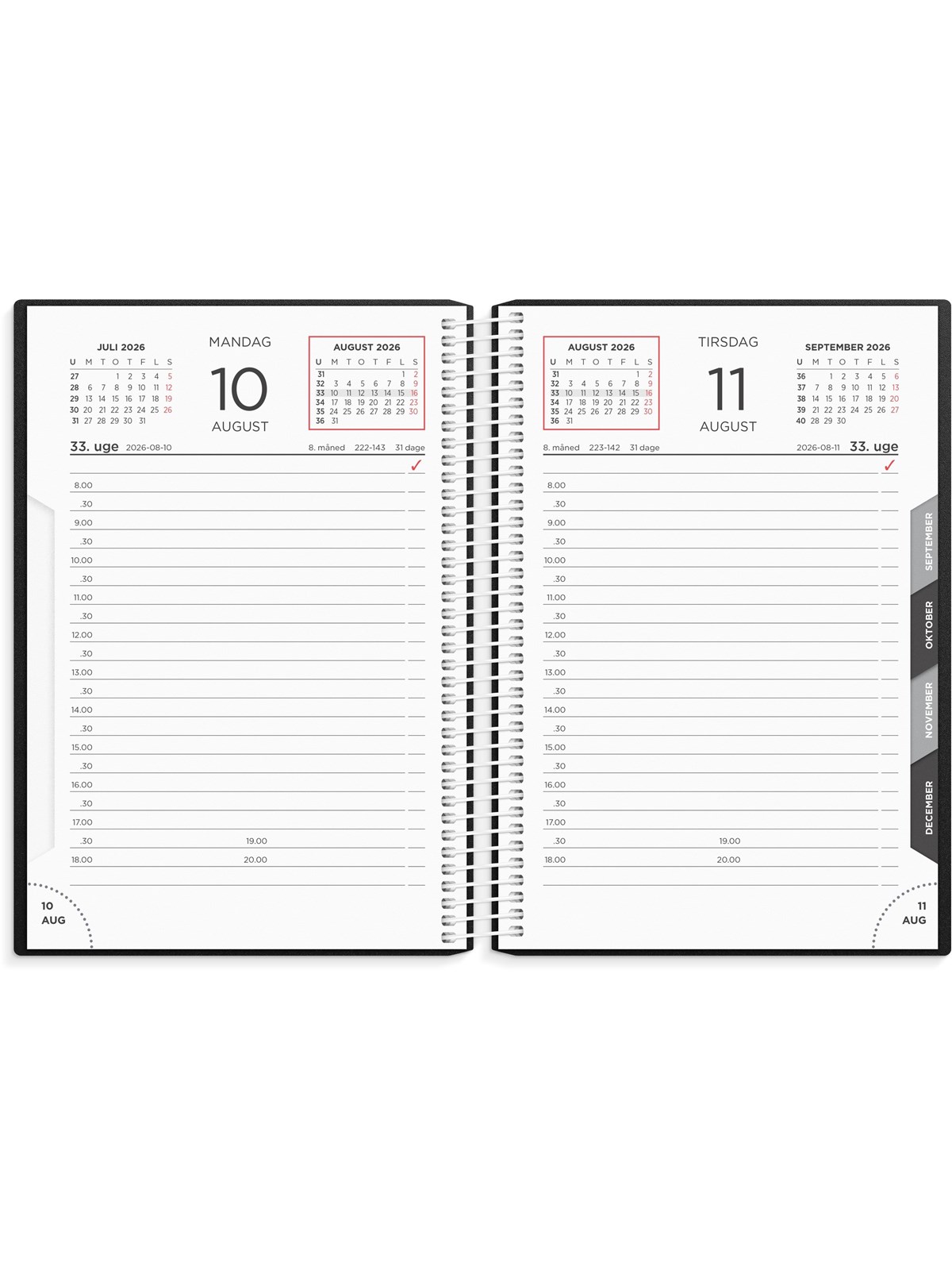 Mayland Dagkalender sort PP-plast 2026, Kalender