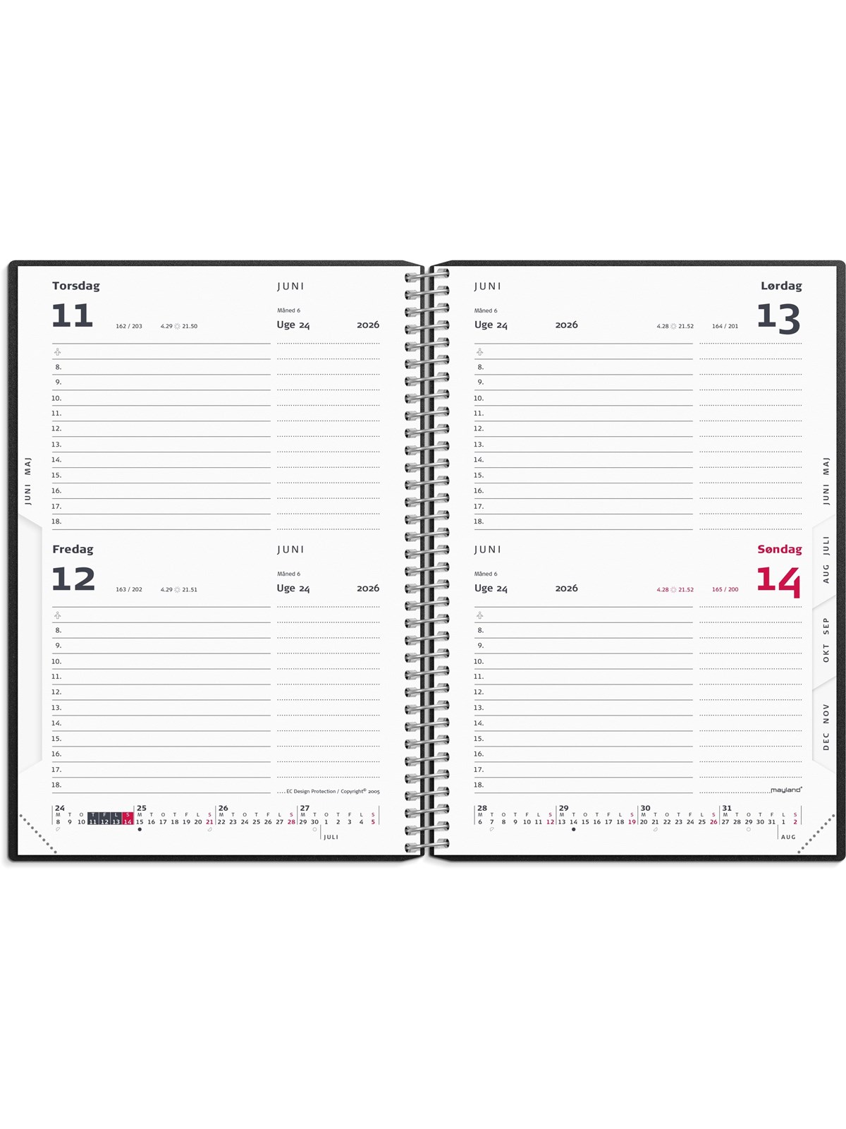 Mayland 2-dages-kalender sort PP-plast 2026, Kalender