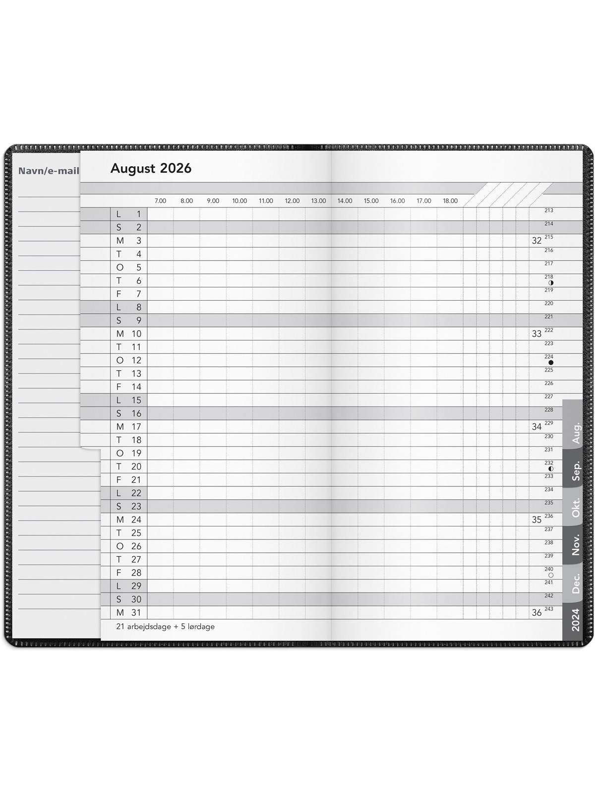 Mayland Basic månedskalender sort PP-plast 2026, Kalender