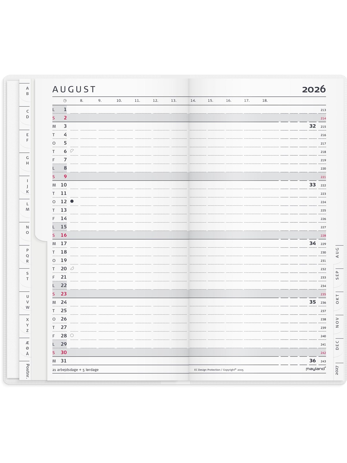 Mayland Index Planner månedskalender m/illu. 2026, Kalender