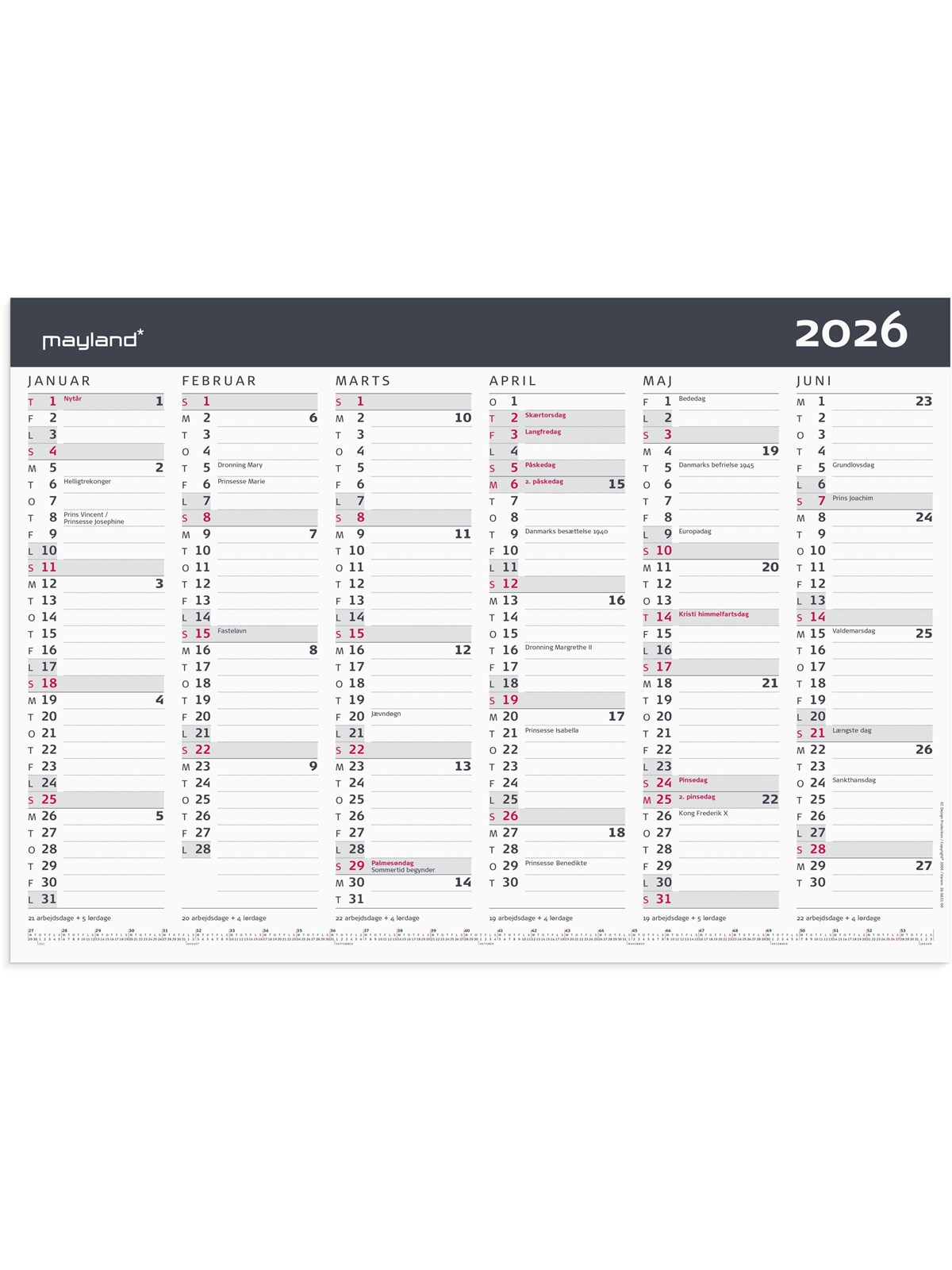 Mayland Kontorkalender Moderne A3 2026, Kalender
