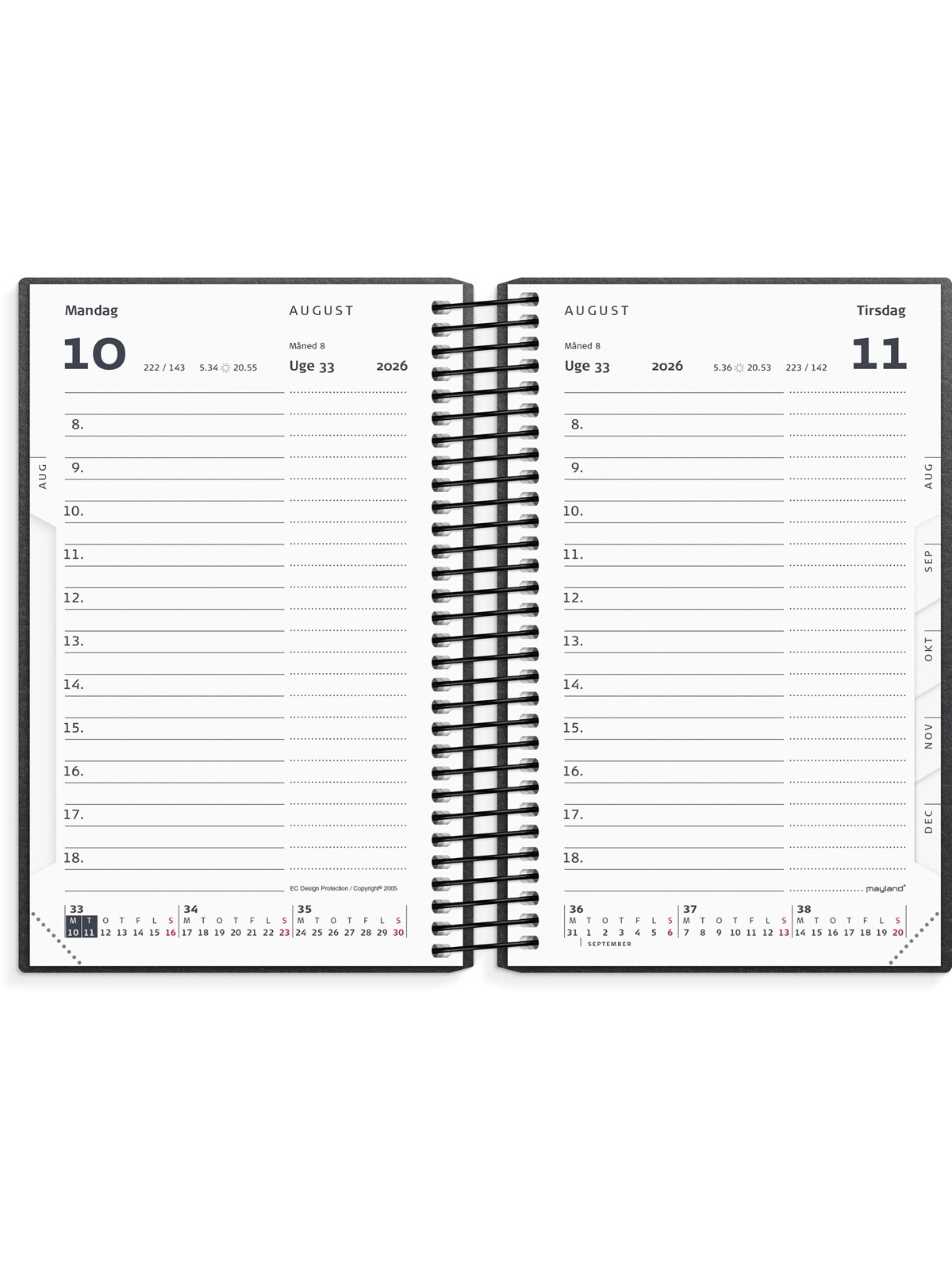 Mayland Mini dagkalender matsort genbrugskarton 2026, Kalender