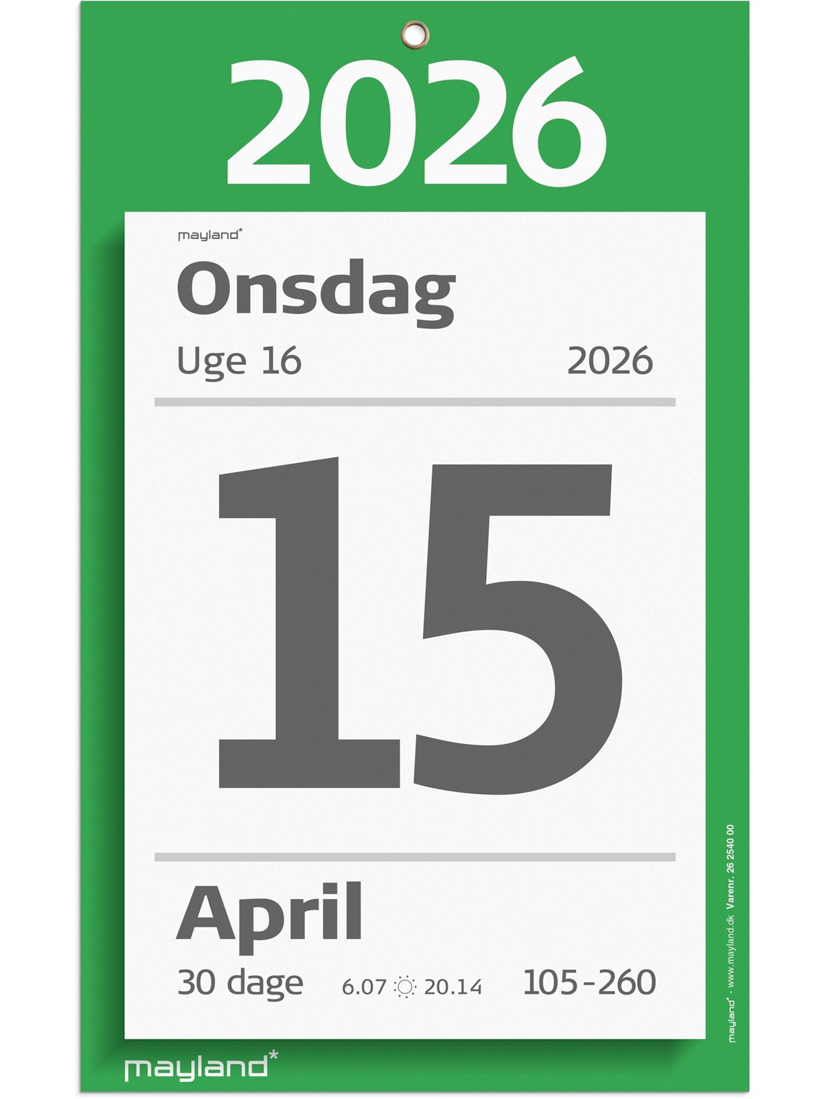 Mayland Kæmpeafrivningskalender m/bagsidetekst 2026, Kalender