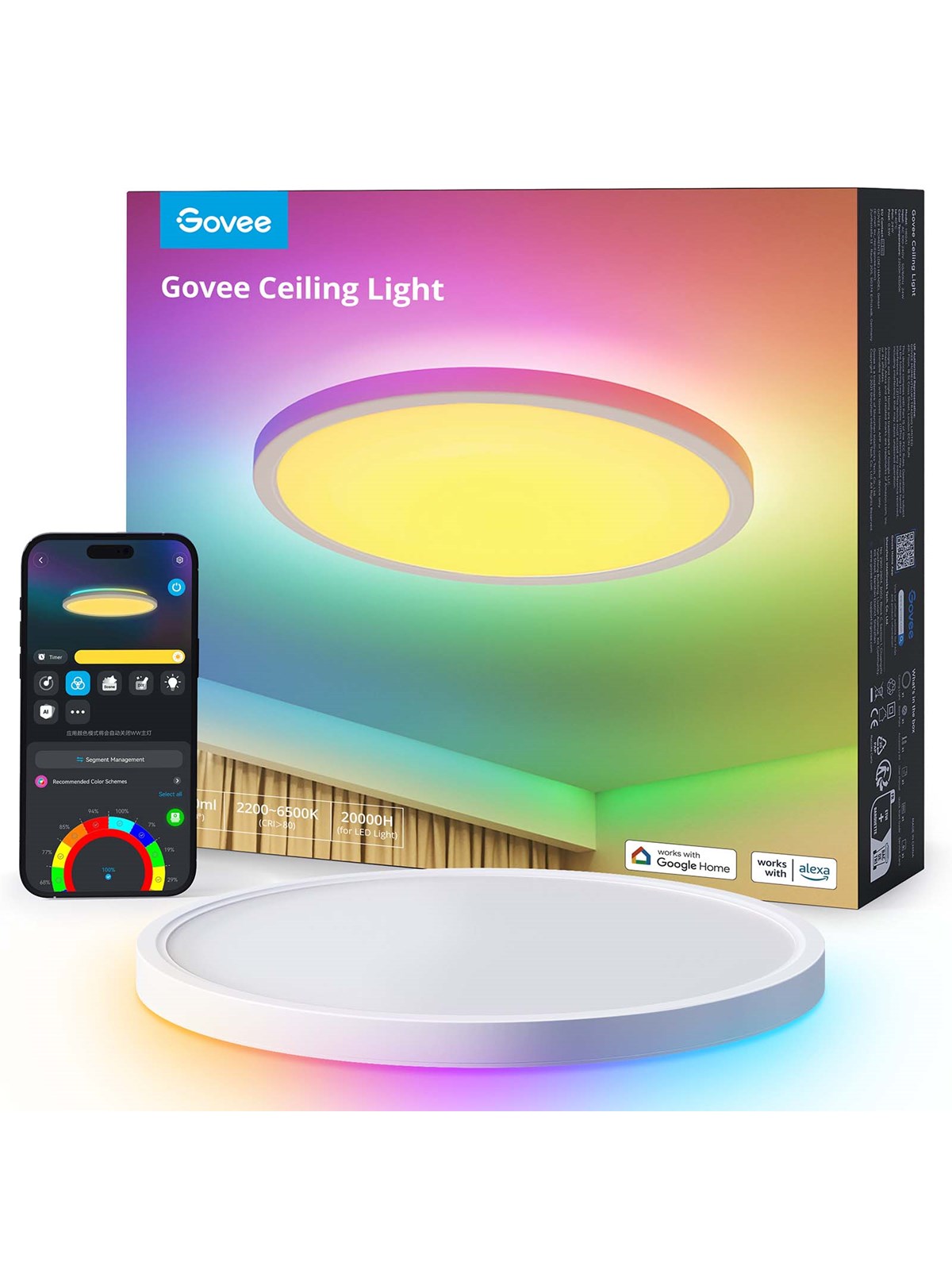 Govee 12" RGBWW + RGBIC Round Smart Ceiling Light, Smart Home