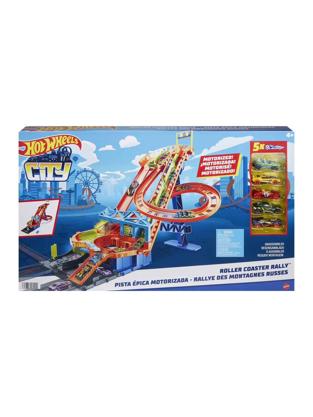 Hot Wheels City Roller Coaster Rally med 5 biler, Legetøjsbil